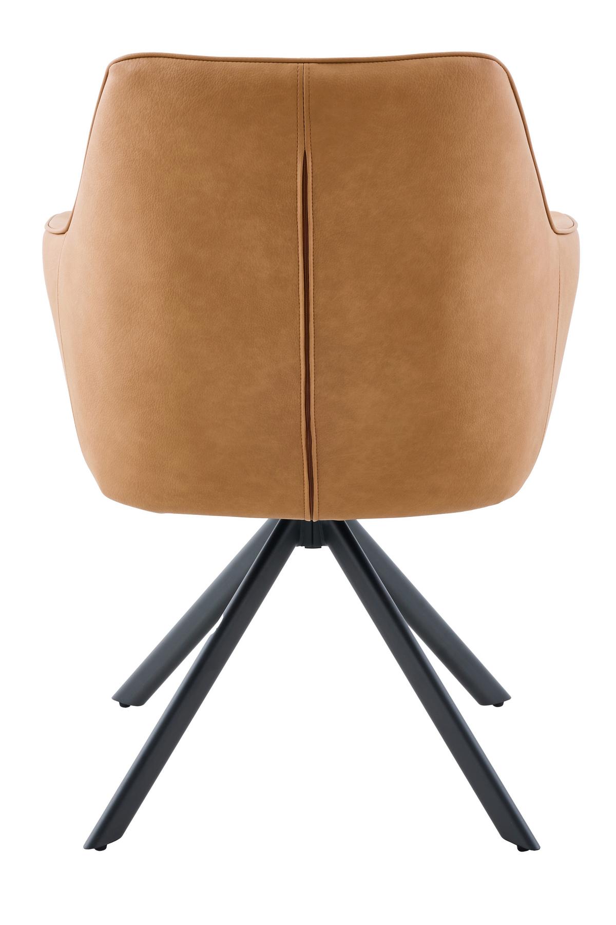 ARMLEHNSTUHL-SET POLINA S 2ER-SET - Cognac/Schwarz, MODERN, Textil/Metall (62/92/68cm) - MID.YOU