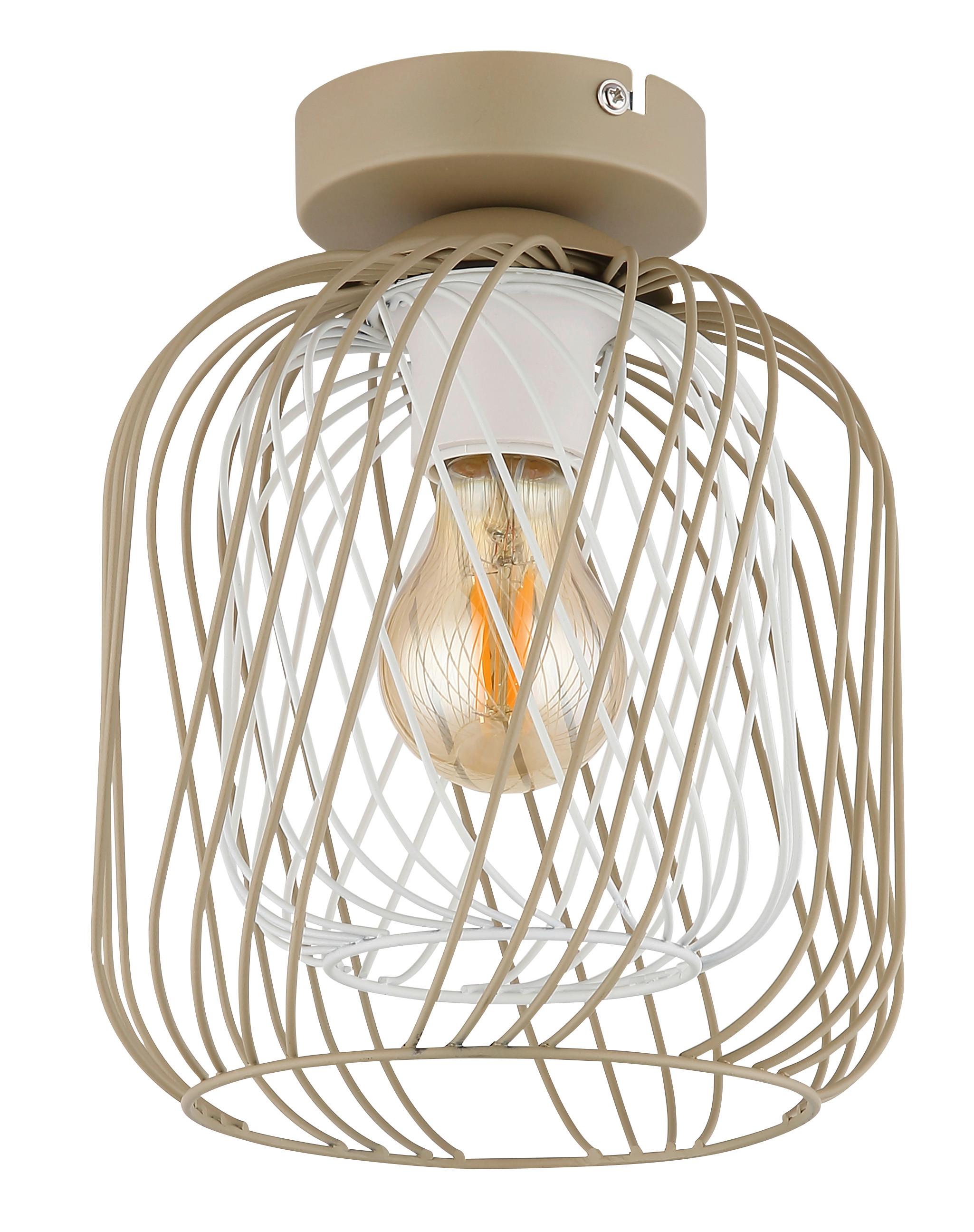 DECKENLEUCHTE 15749D DICHTI - Sandfarben/Weiss, Basics, Metall (18/24,5cm) - Globo