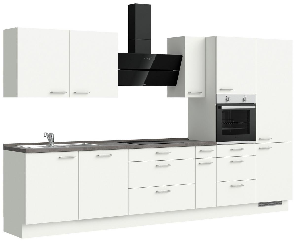 Küchenleerblock Touch High o. Geräte Weiß - Edelstahlfarben/Weiß, MODERN, Holzwerkstoff/Metall (360cm) - Nobilia