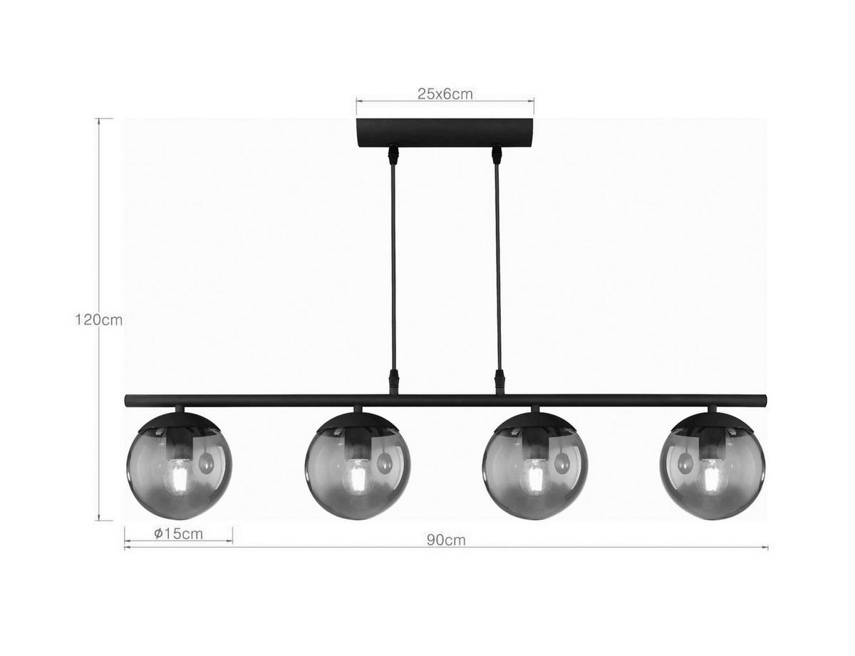 LAMPA WISZĄCA AIGEN - czarny, Design, metal/szkło (90/15/120cm) - Novel