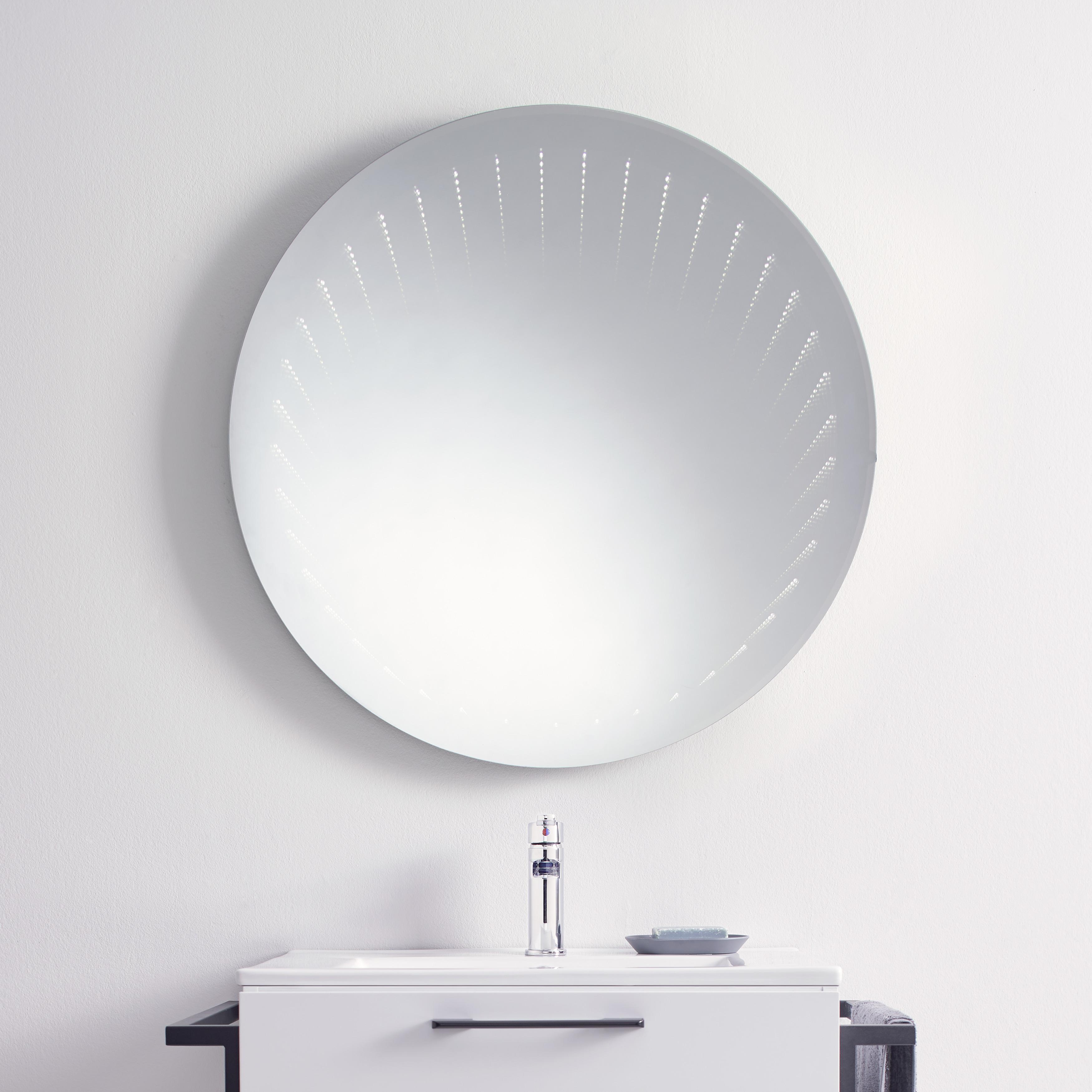 Wandspiegel Silberfarben inkl. LED 'Mirror Switch' - Silberfarben/Schwarz, Basics, Glas/Metall (78cm)