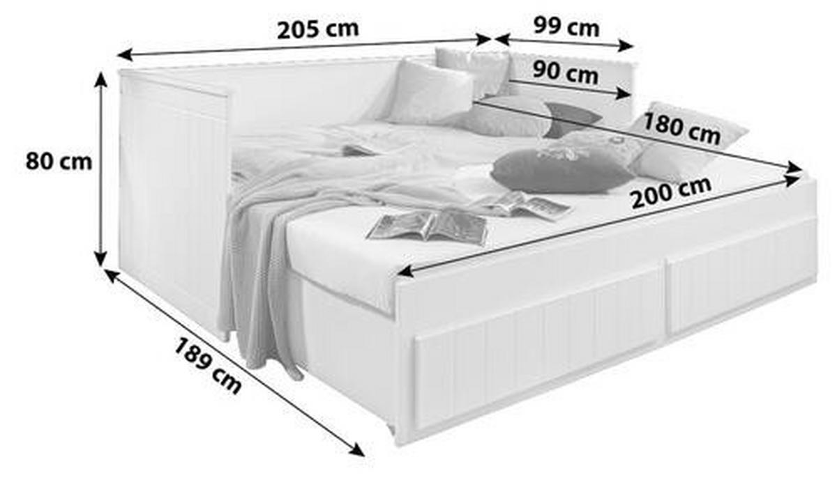 Mladinska Raztegljiva Postelja Timmi, Bela, 90-180x200 - bela, Moderno, leseni material (90/200cm) - MID.YOU