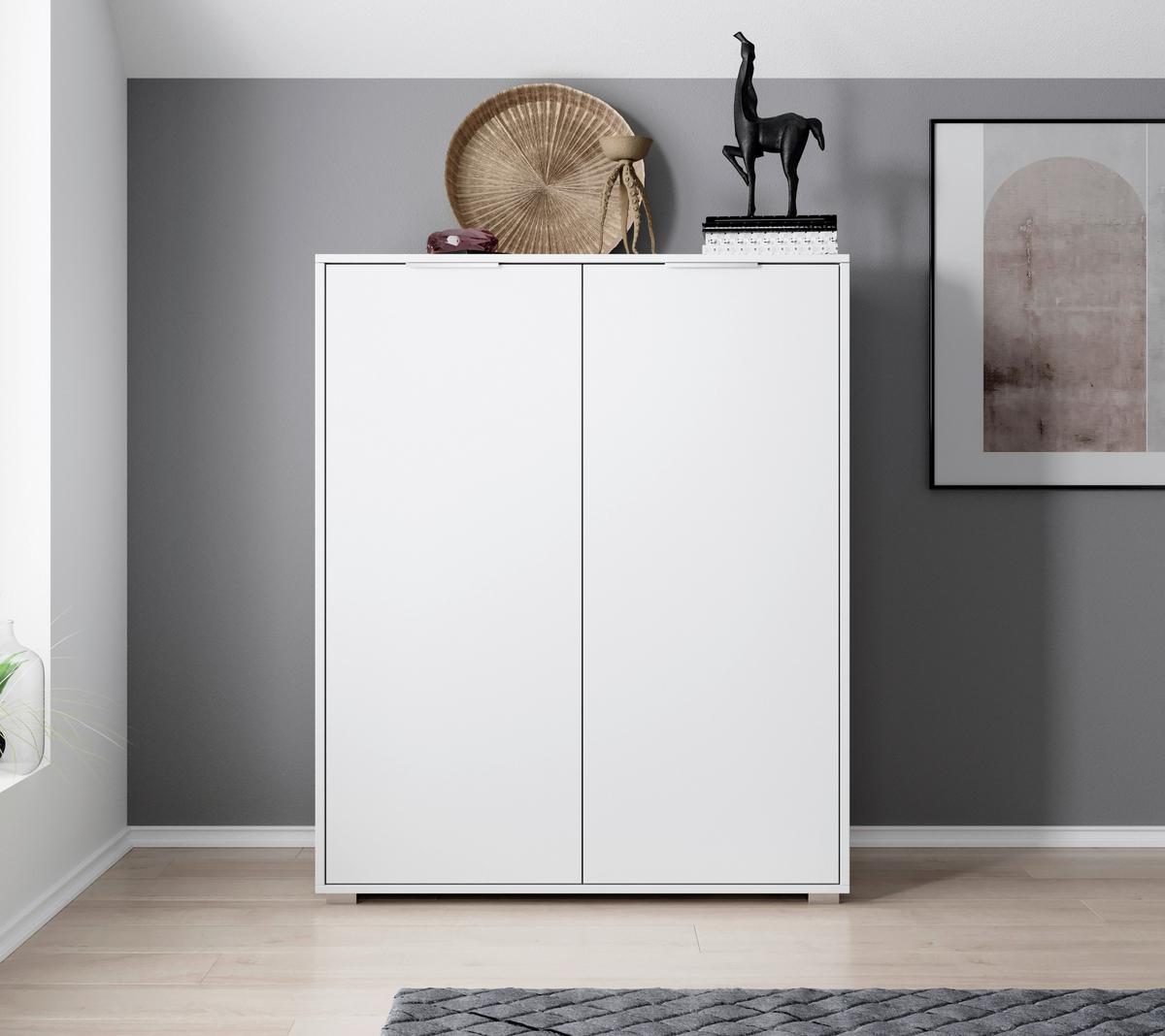 KOMODA LUCIA I - biały/kolor aluminiowy, Modern, materiał drewnopochodny/tworzywo sztuczne (104,6/127,1/56cm) - Livetastic