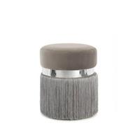 HOCKER Hocker in Grau mit Fransen - Silberfarben/Grau, Basics, Holzwerkstoff/Textil (38/45/38cm) - Kayoom