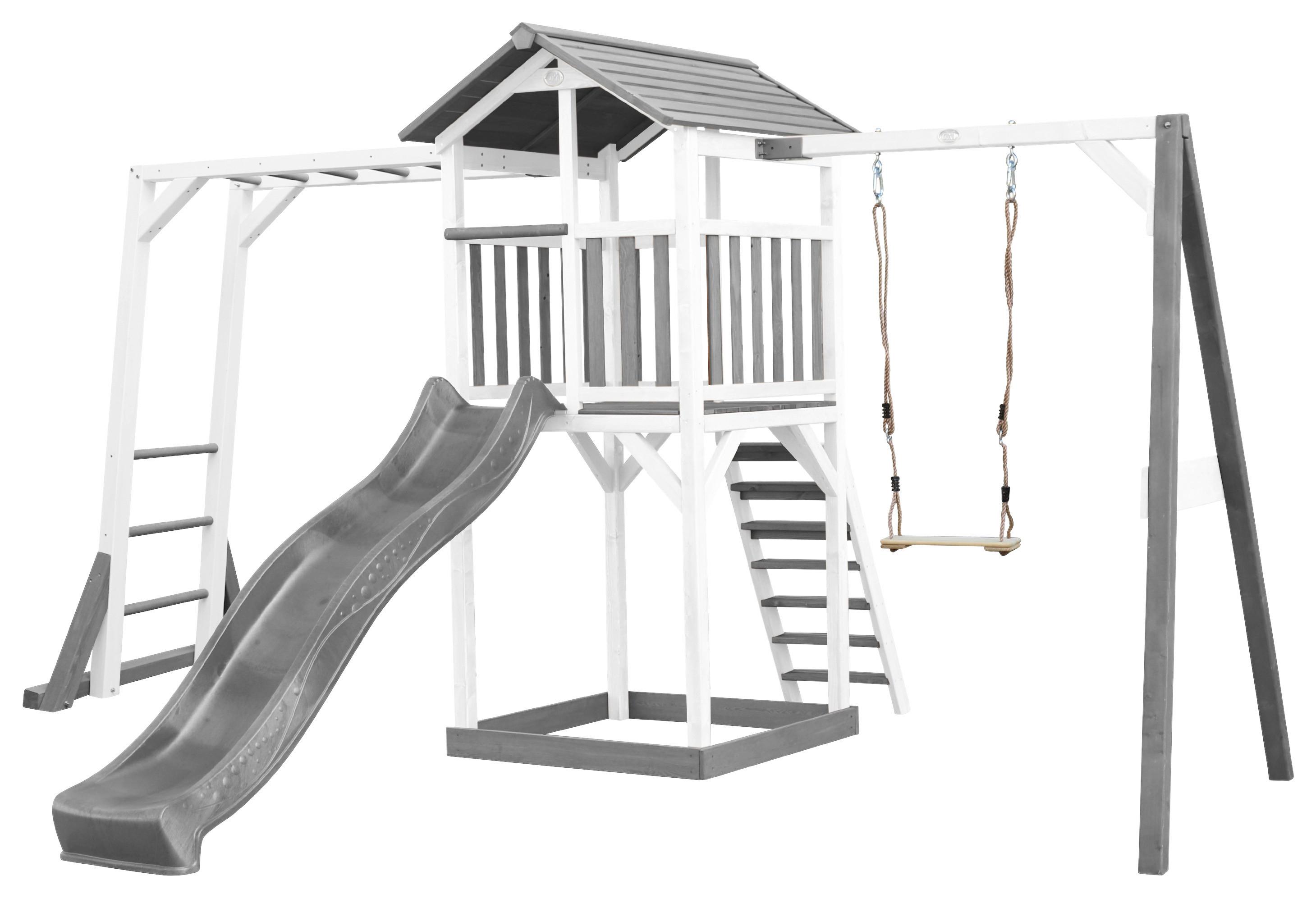 SPIELTURM A025.131.82 - Weiß/Grau, KONVENTIONELL, Holz/Kunststoff (446/241,9/349cm) - Ambia Garden