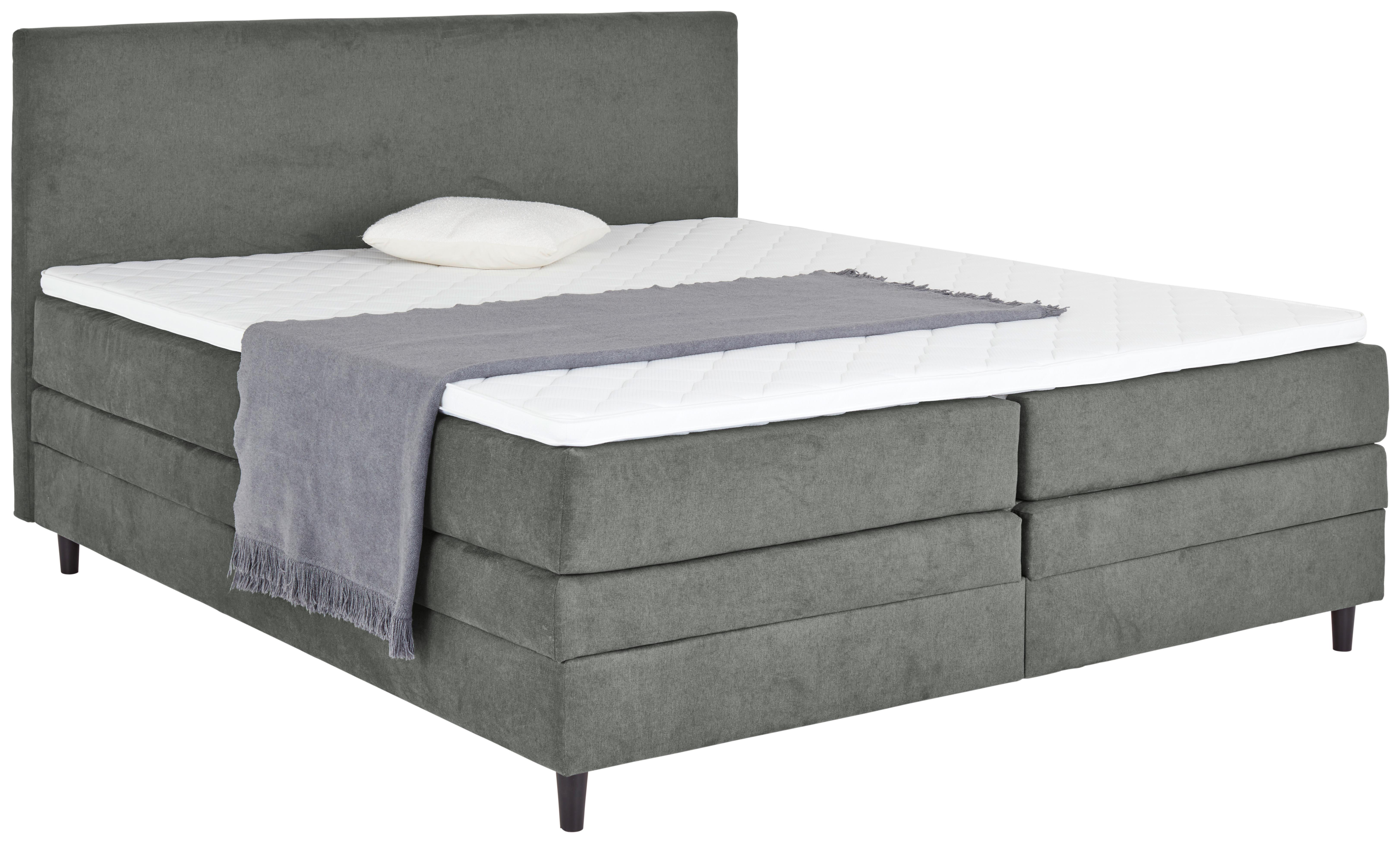 Boxspring Krevet Kleopatra - tamno siva, Konvencionalno, drvni materijal/tekstil (180/200cm) - Modern Living