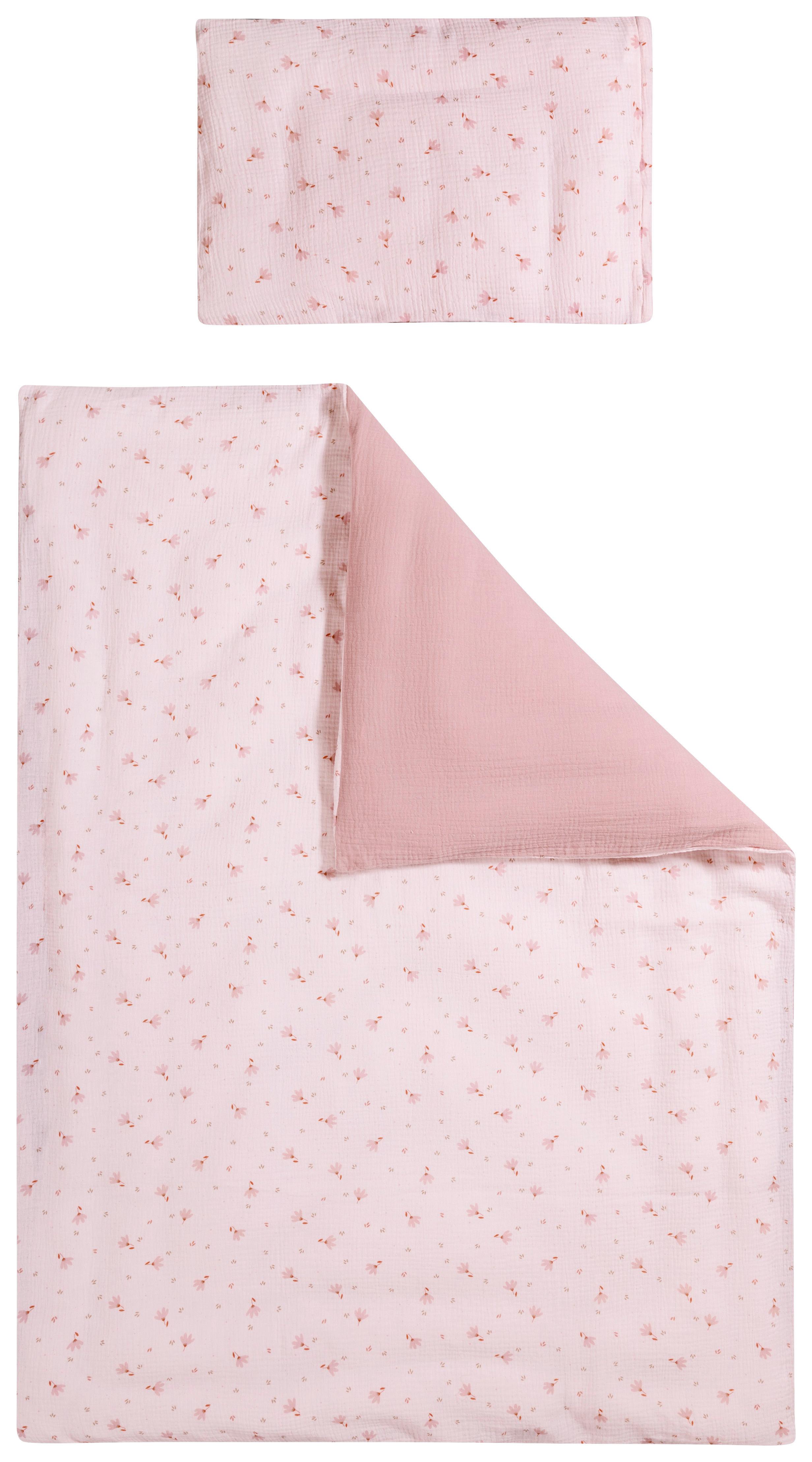 POŚCIEL NIEMOWLĘCA 150638 KWIATEK - różowy, Basics, tkanina (100/135cm) - Patinio