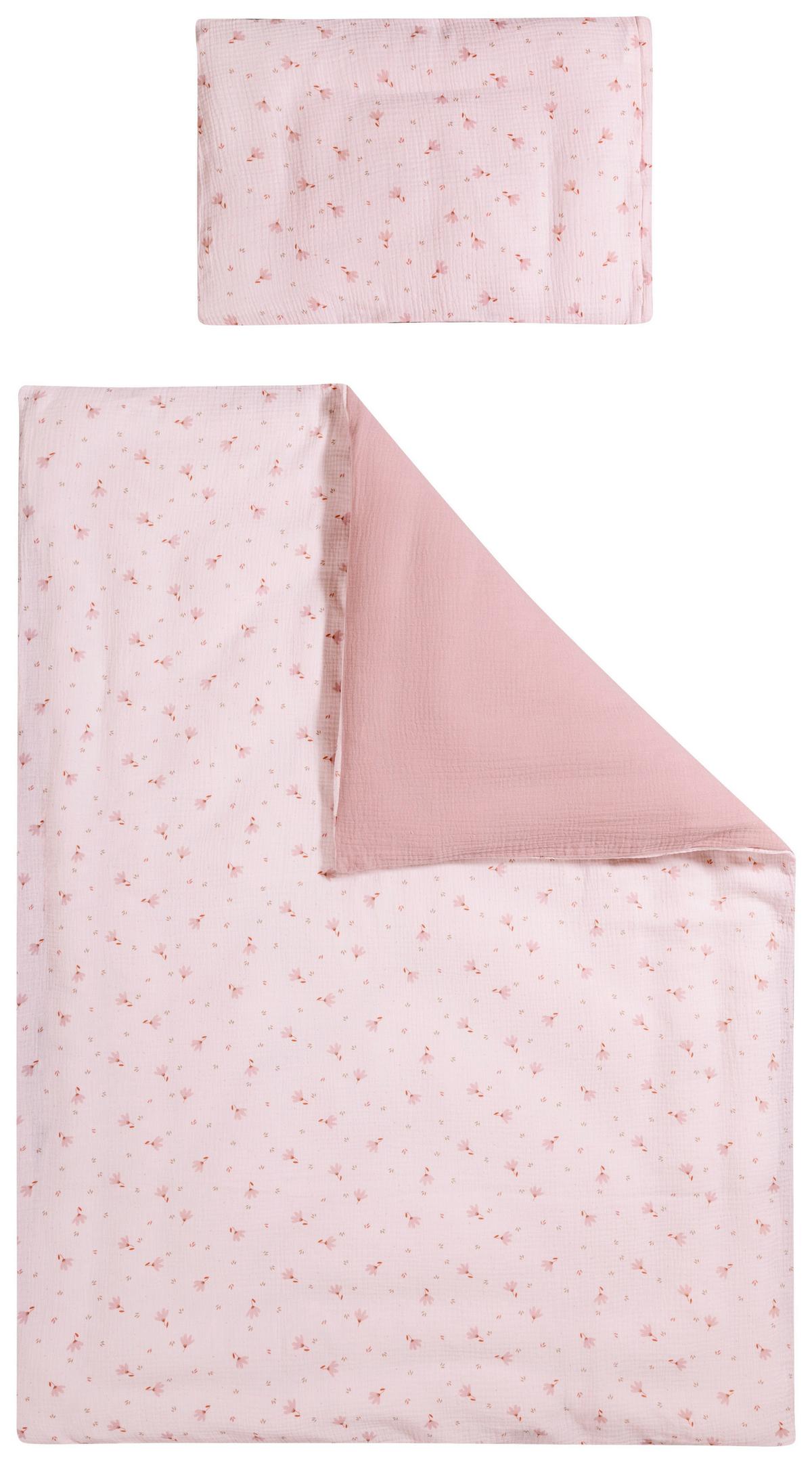 POŚCIEL NIEMOWLĘCA 150638 KWIATEK - różowy, Basics, tkanina (100/135cm) - Patinio