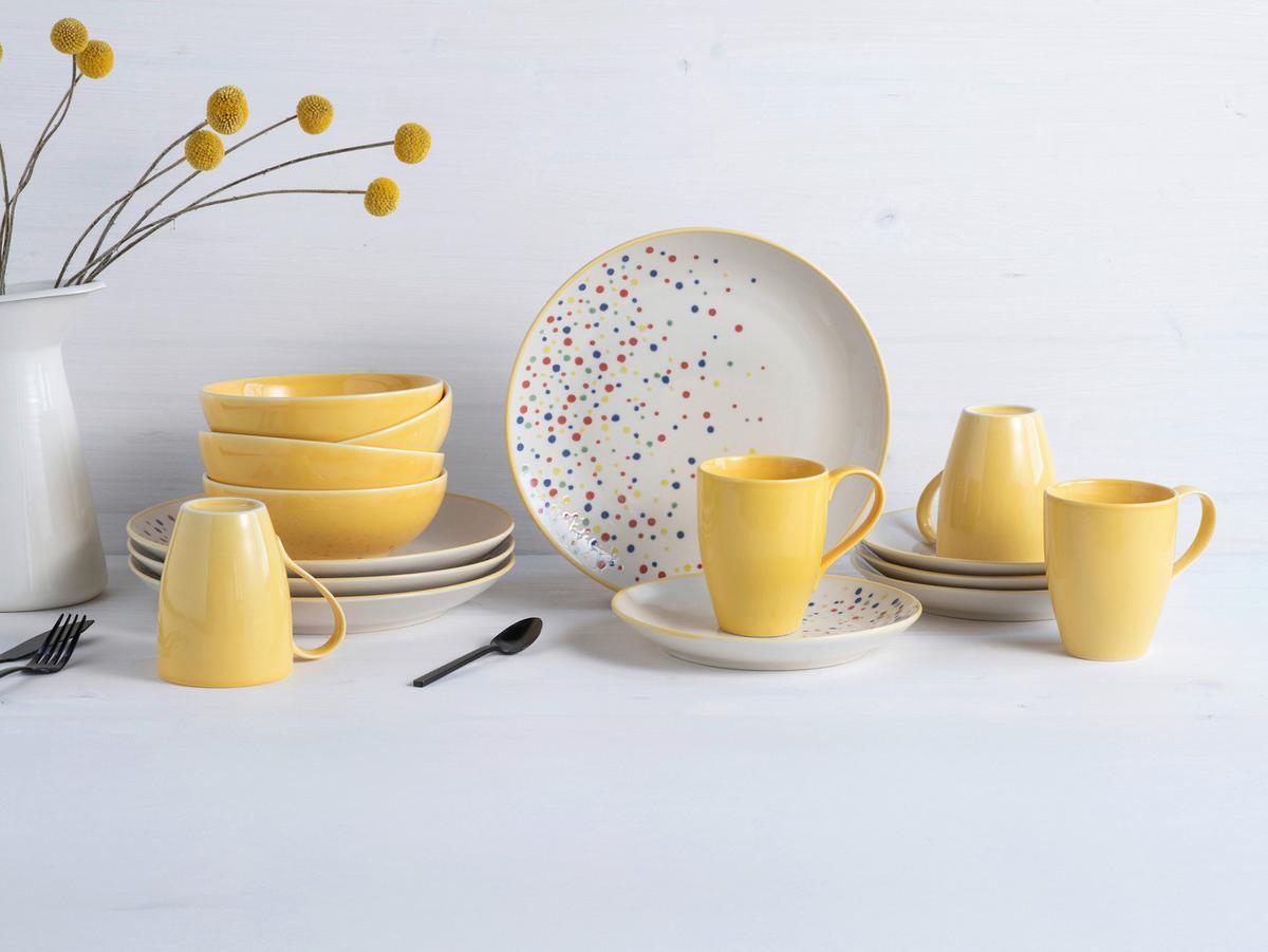 Kombinirani Servis Joy Yellow, 16-Delni - rumena/krem barve, Basics, keramika - Creatable