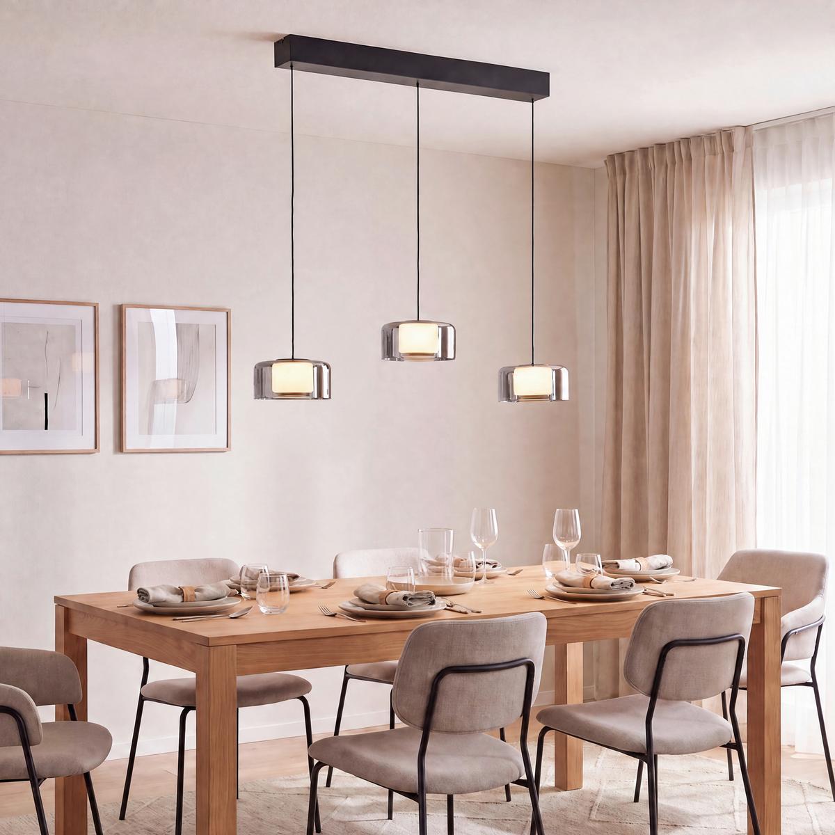 LAMPA WISZĄCA LED 2113-18 RIKA - czarny, Design, tworzywo sztuczne/metal (66/15/220cm) - Paul Neuhaus