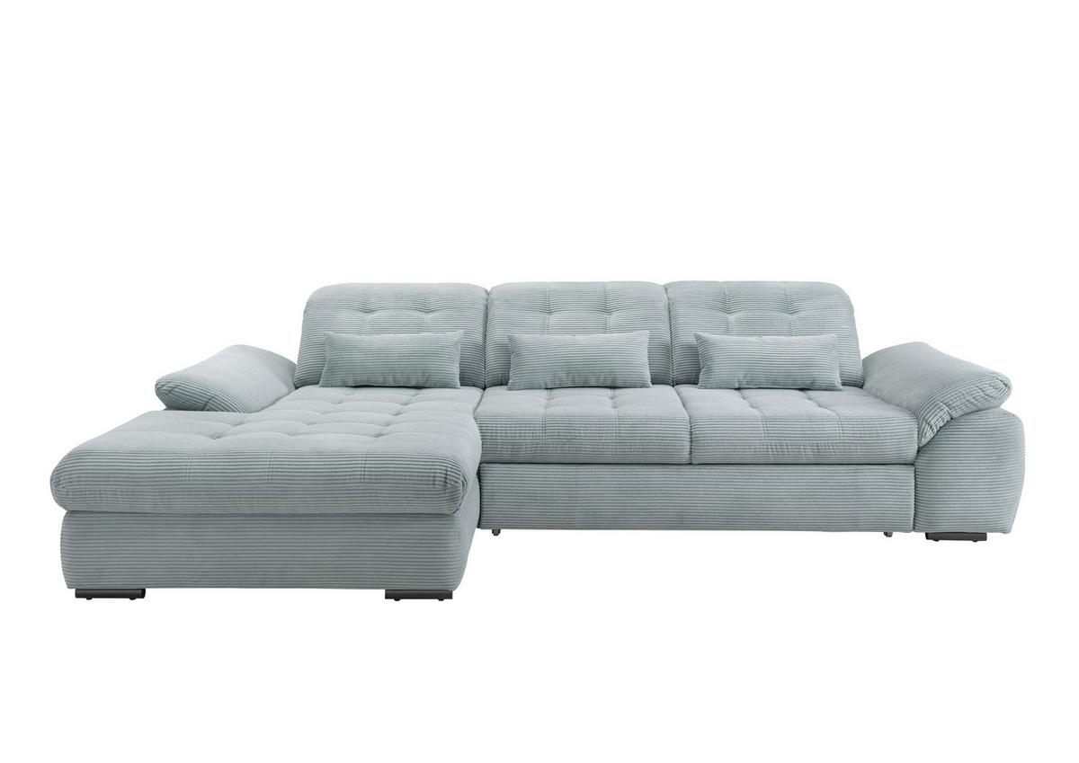 Ecksofa mit Bettkasten Rigatti ca. 184x314 cm Blau - Schwarz/Hellblau, MODERN, Textil/Metall (184/314cm) - Livetastic