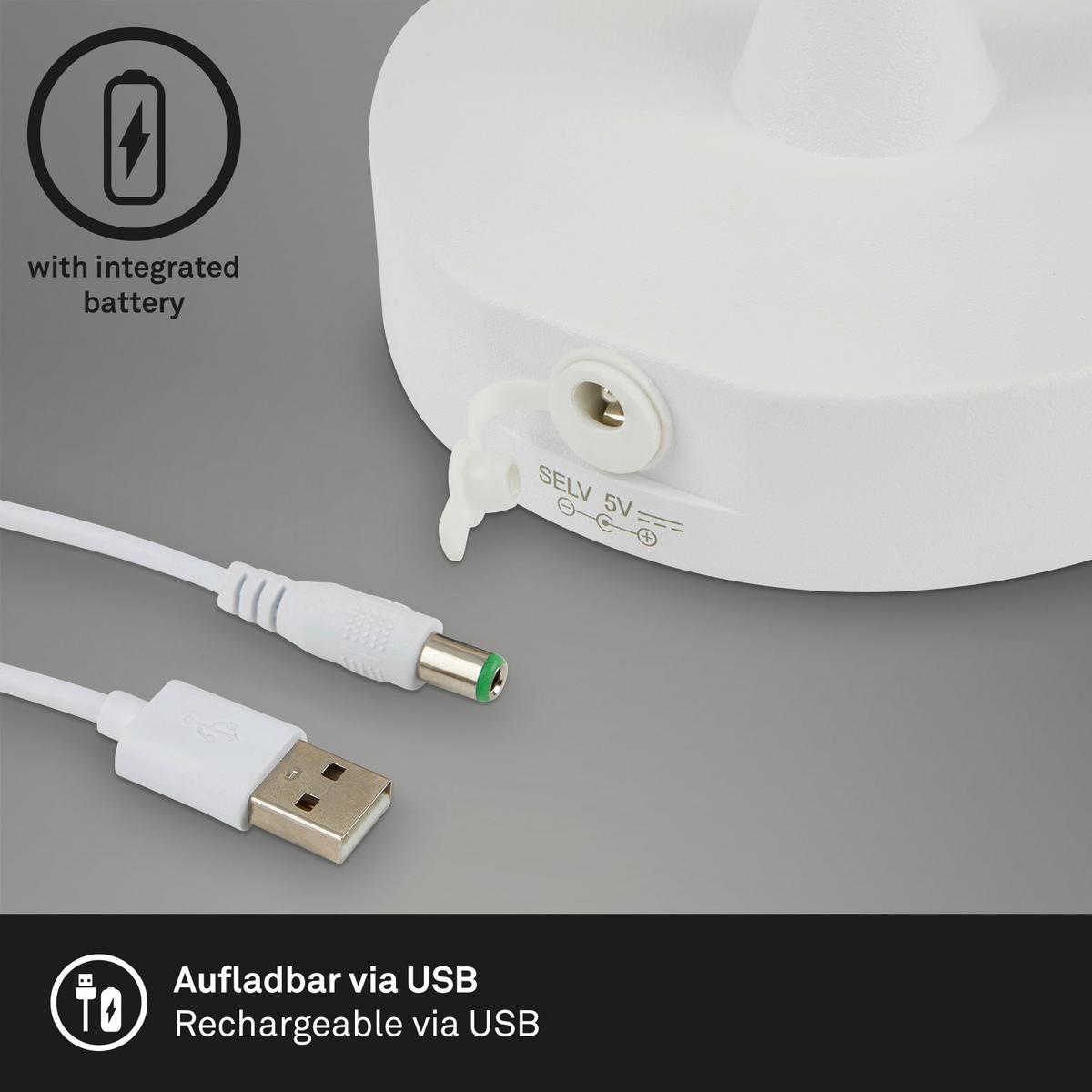 Akku-Tischleuchte Campi Weiß max. 3 Watt - Weiß, Basics, Kunststoff (30/14,5cm) - Briloner