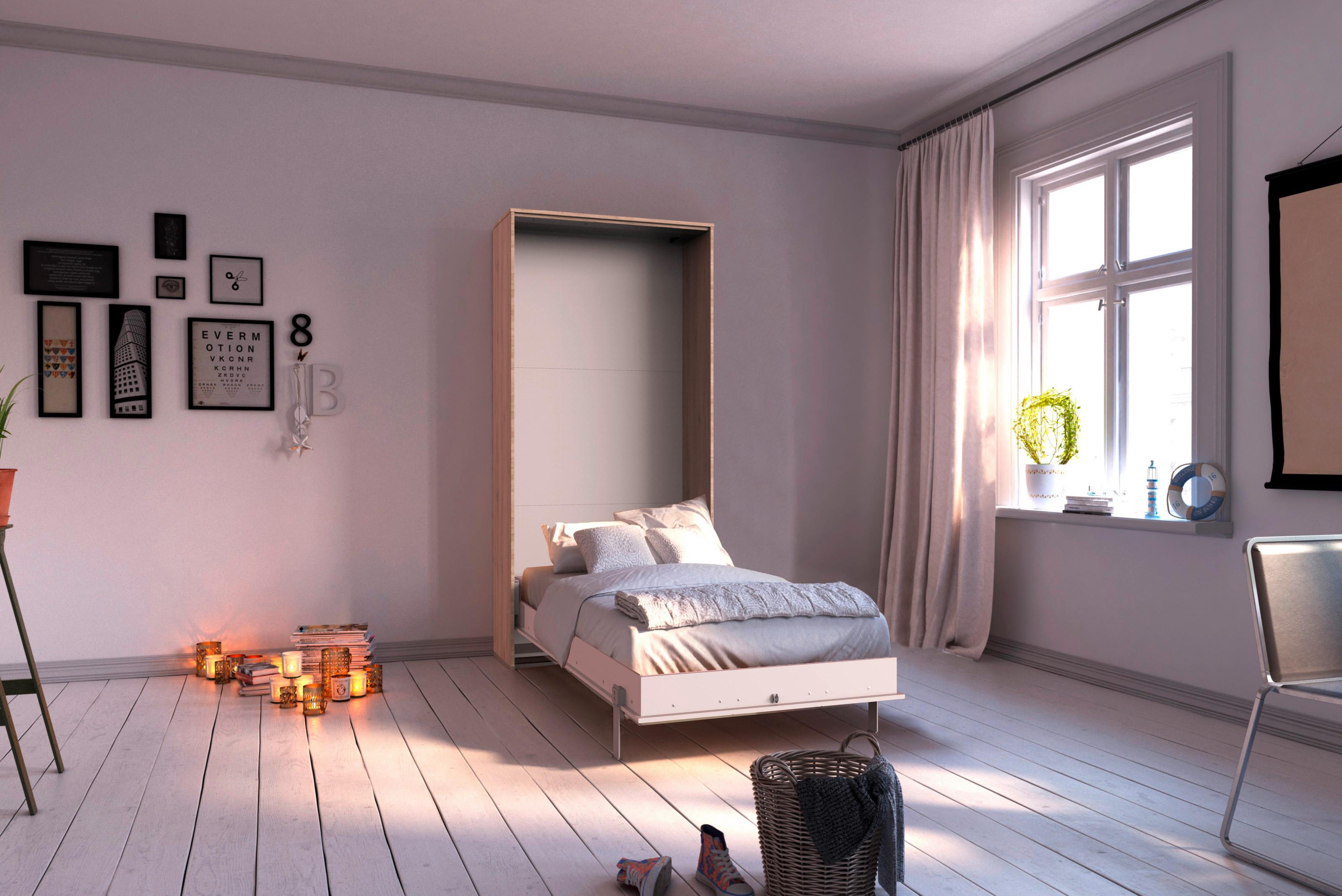 Klappbett Juist ca. 90x200 cm Weiß/Eiche - Eichefarben/Weiß, KONVENTIONELL, Holz/Holzwerkstoff (90/200cm) - MID.YOU