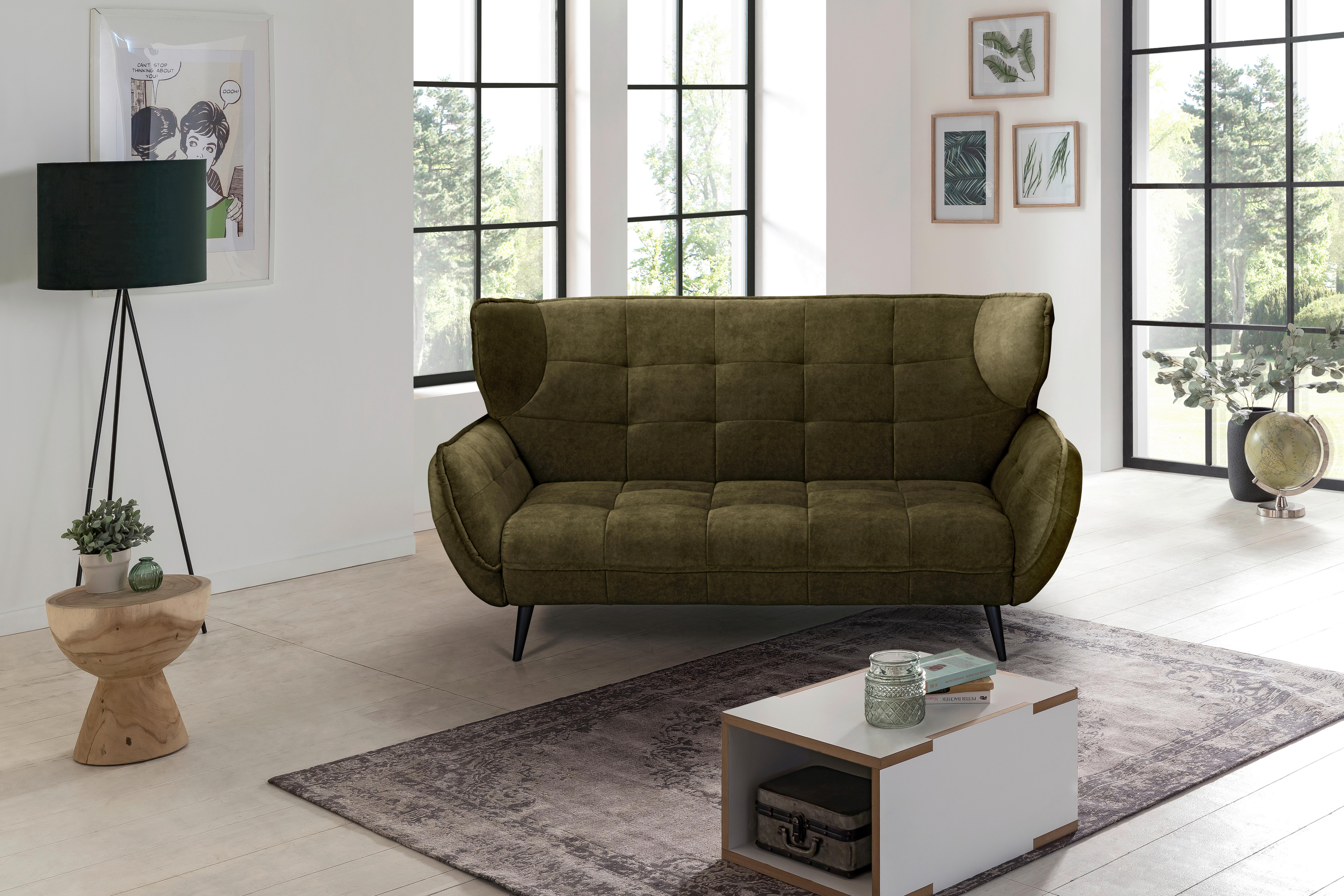 Kétszemélyes Kanapé Ariana - olívazöld, Modern, textil (191/105/98cm)