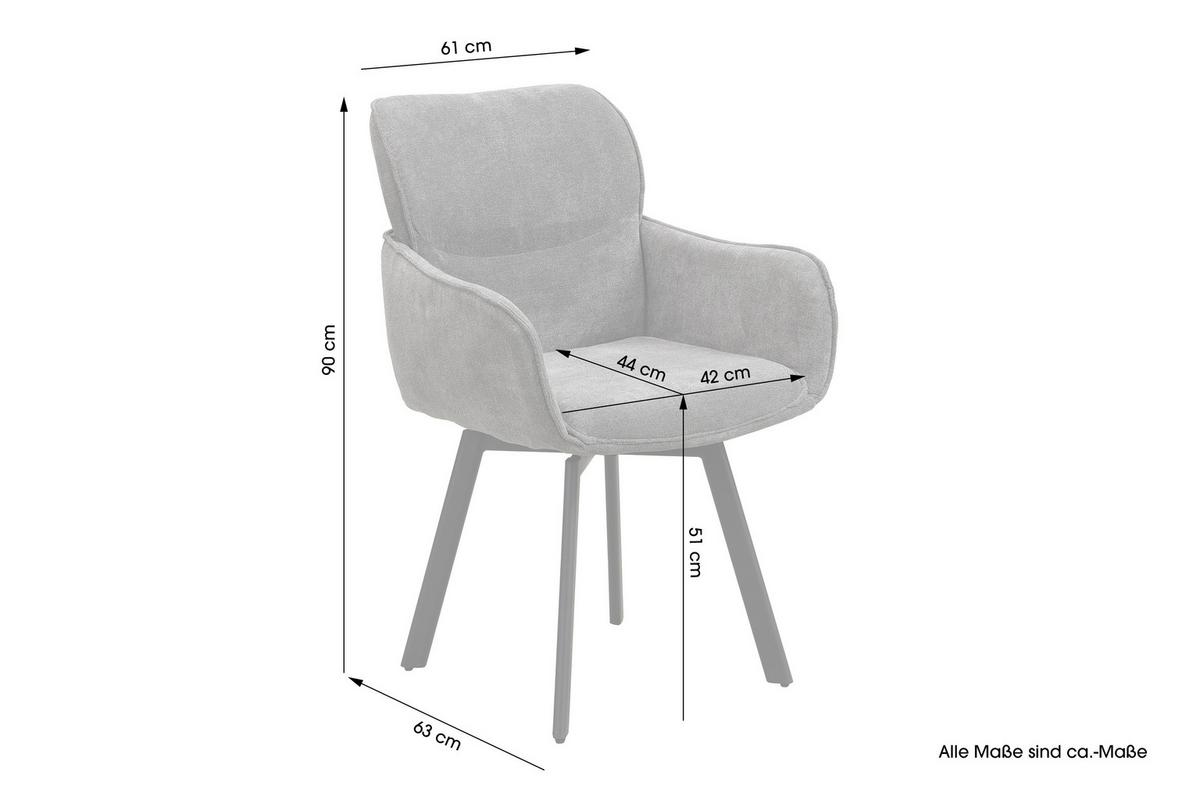 STUHL-SET RICO - Dunkelgrau/Schwarz, MODERN, Textil/Metall (61/90/63cm) - MID.YOU