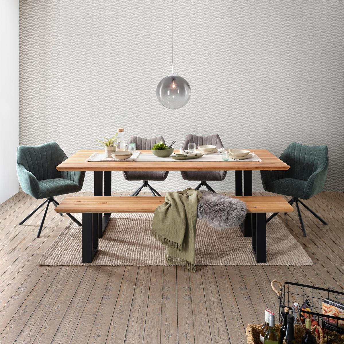 Klop Palais, Hrast, 200x40 Cm - barve hrasta, Moderno, kovina/les (200/50/40cm) - Premium Living