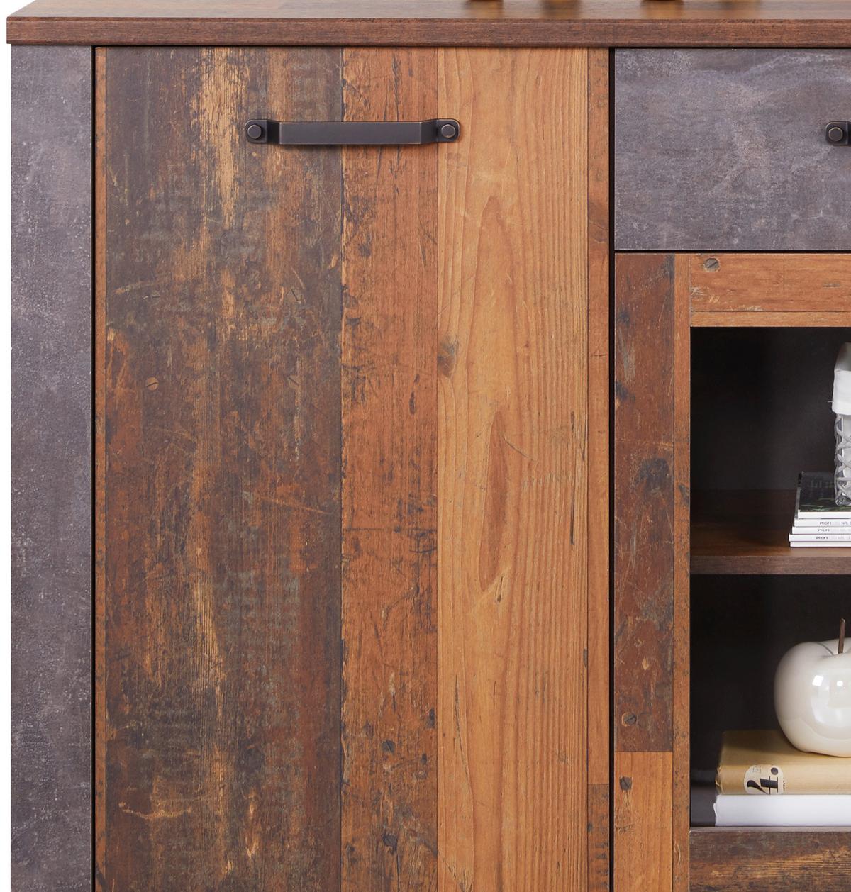 Komoda Ontario - boje hrasta/tamno siva, Trend, staklo/drvni materijal (162/86/41,5cm) - Modern Living