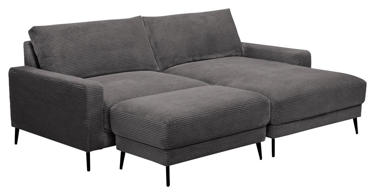 Ugaona Garnitura Cora - tamnosiva/crna, Moderno, tekstil/metal (223/86/161cm) - Mömax