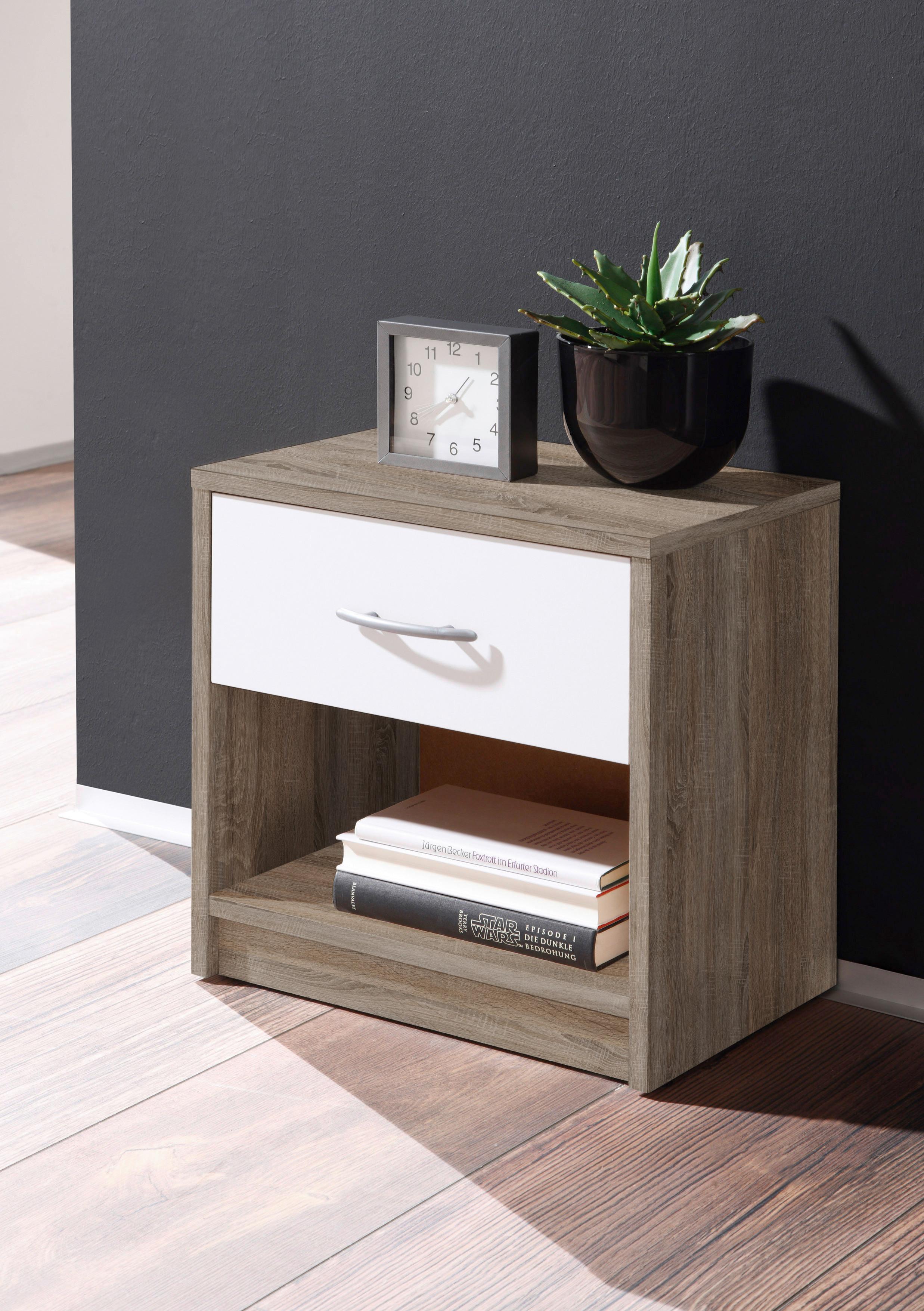 NOPTIERĂ PEPE - alb/culoare lemn stejar pufos, material pe bază de lemn (39/41/28cm) - Best Price