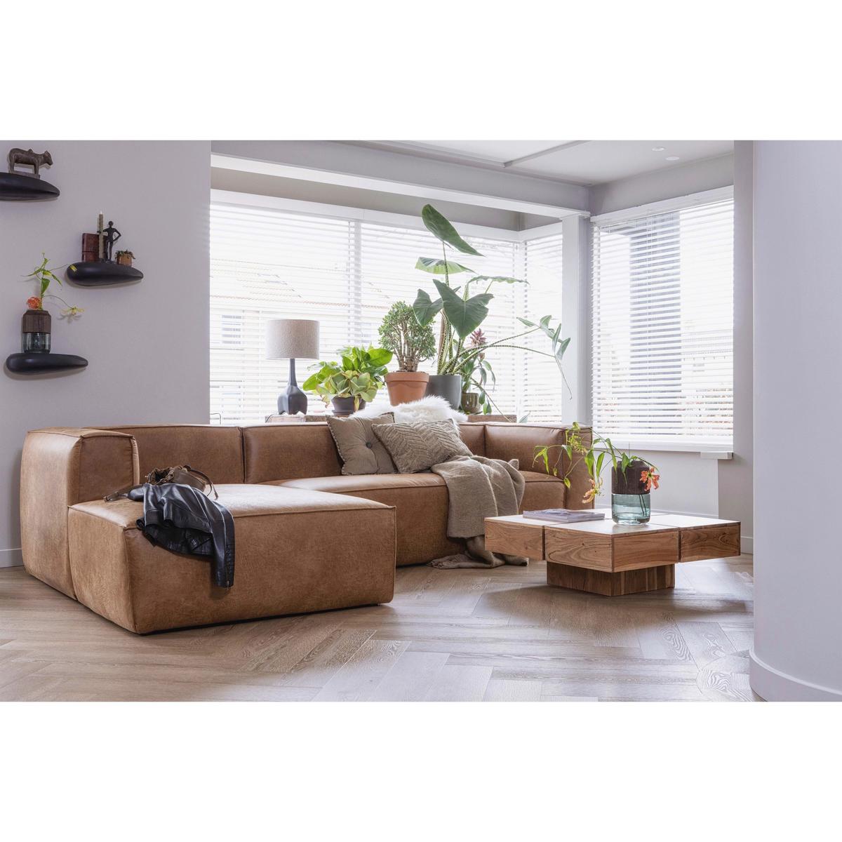 ECKSOFA Bean Cognac S: 175x305cm - Cognac/Schwarz, Design, Leder/Kunststoff (175/305cm) - Livetastic