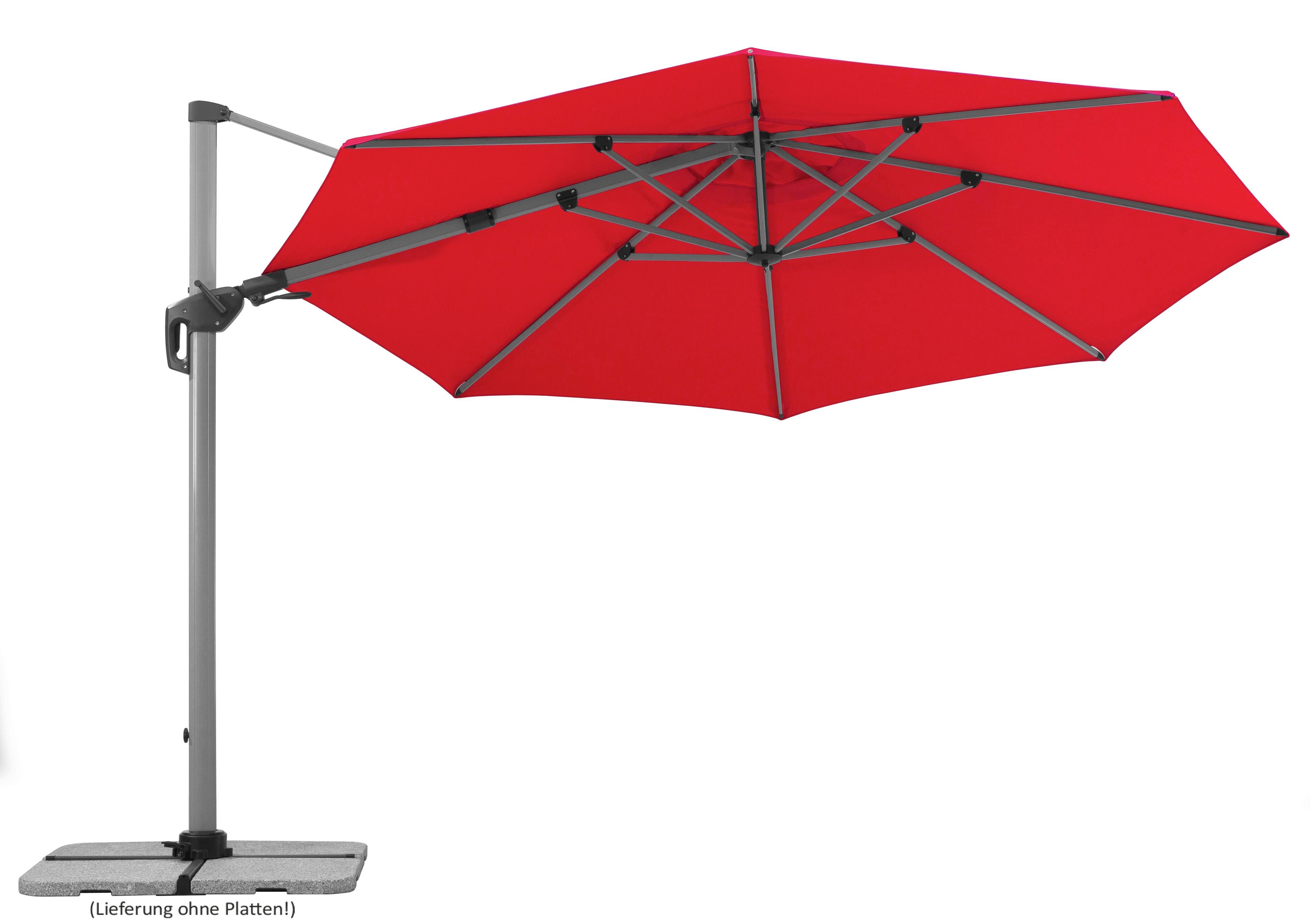 Ampelschirm Bermuda ca.350x258x415cm Rot - Rot/Silberfarben, Basics, Textil/Metall (350/258/415cm) - Schneider