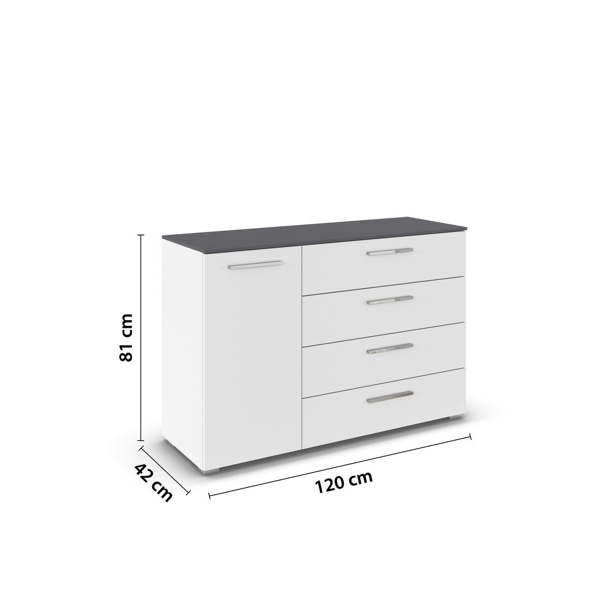 Kommode Caspio Weiß - Chromfarben/Weiß, KONVENTIONELL, Holzwerkstoff/Kunststoff (120/81/42cm) - Premium Living