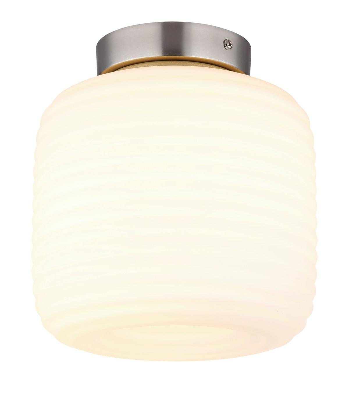 DECKENLEUCHTE 15772D KLADORA - Weiss/Nickelfarben, Konventionell, Glas/Metall (20/21cm) - Globo