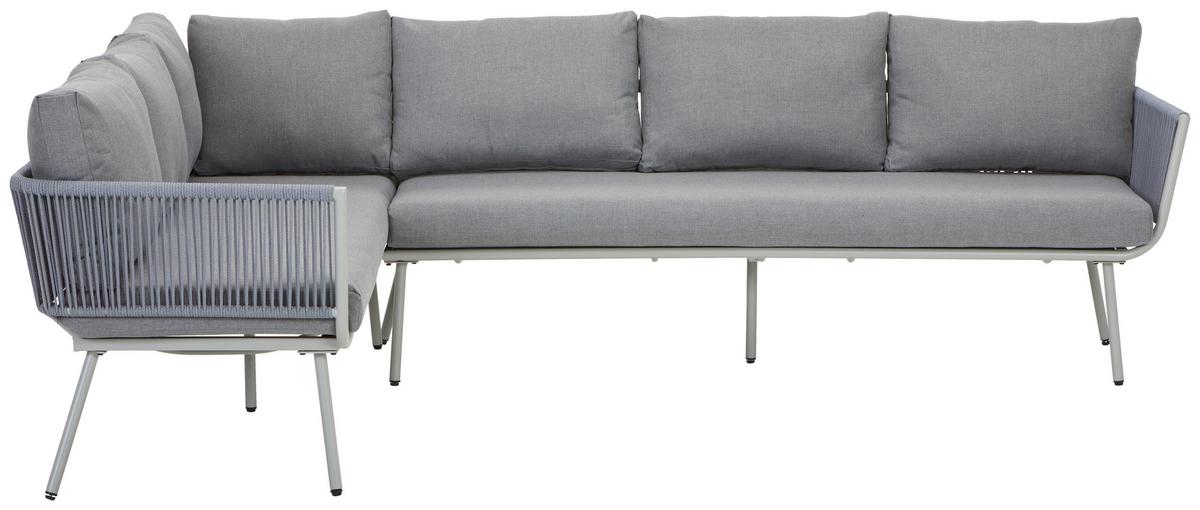 KOMPLET STOŁOWY NA TARAS PISA - szary, Modern, tworzywo sztuczne/metal (190/252cm) - Ambia Garden