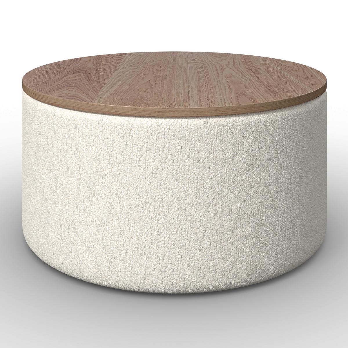 Couchtisch mit Stauraum Elliot Bouclé Weiß - Naturfarben/Weiß, MODERN, Holz/Holzwerkstoff (70/35cm) - Bessagi Home