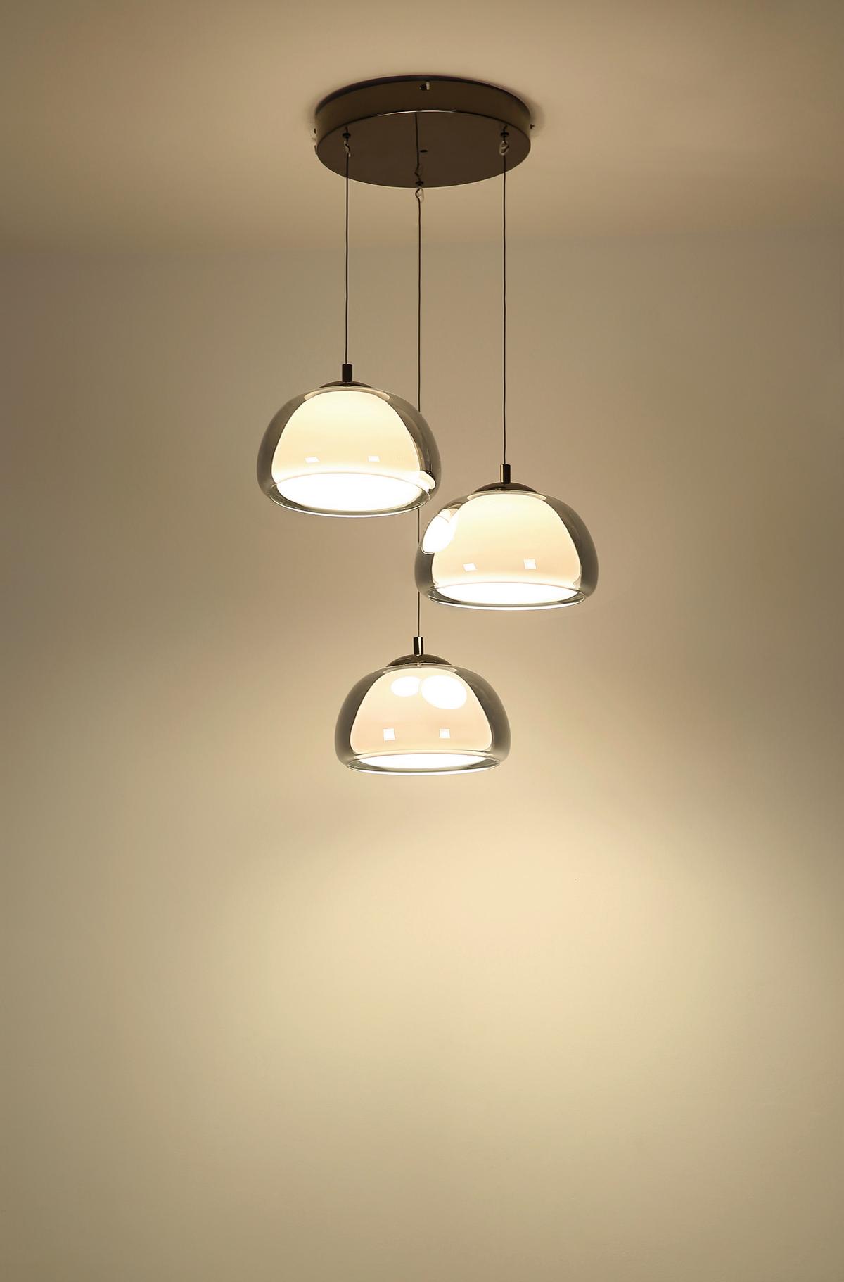 Led Viseća Svjetiljka Avila - bijela/siva, Design, staklo/metal (50/150cm) - Globo
