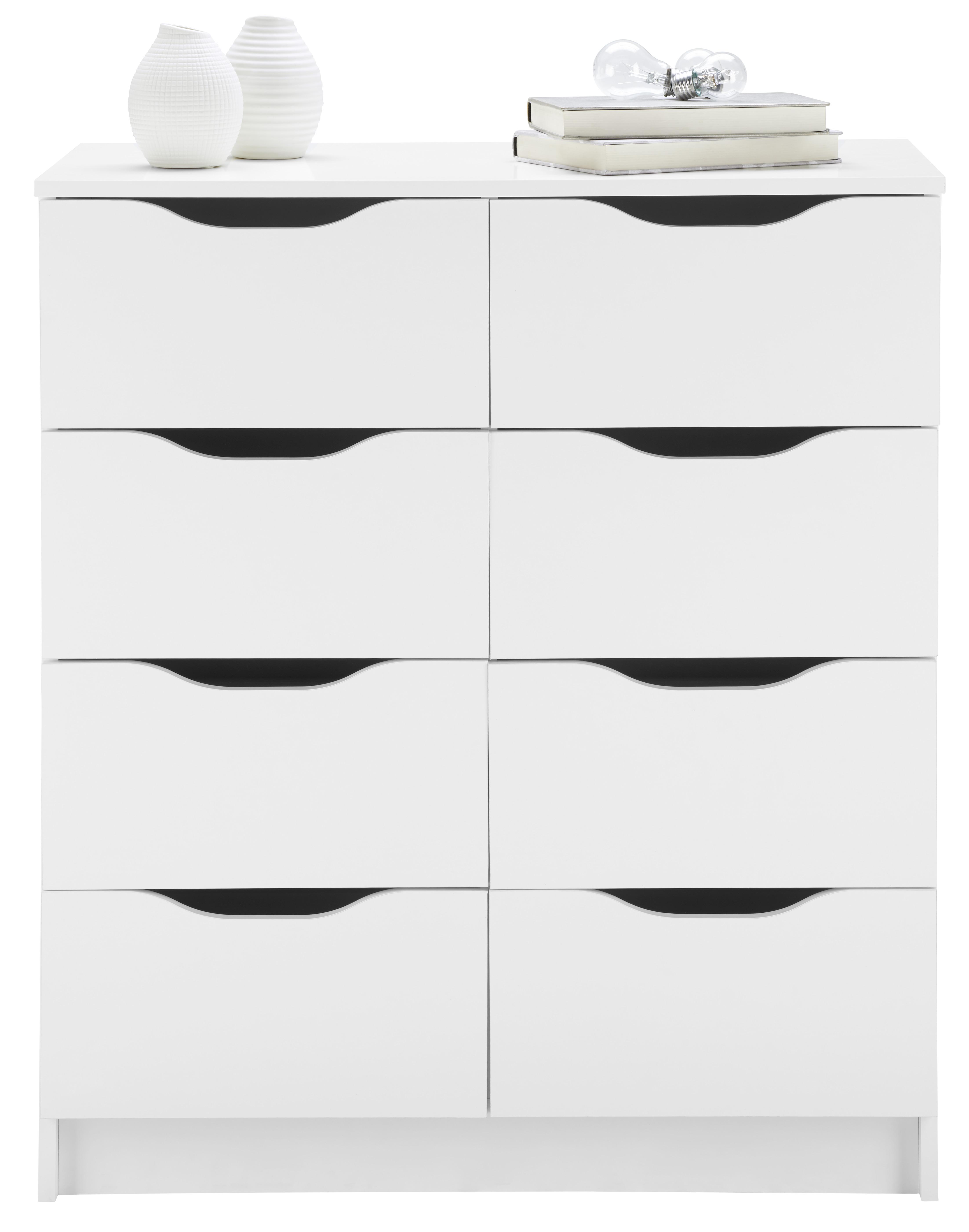 Komoda Westphalen, Bela, 8 Predalov - bela, Trendi, leseni material (80/91/40cm) - MID.YOU