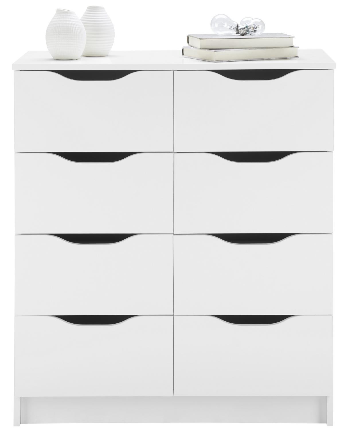 Komoda Westphalen, Bela, 8 Predalov - bela, Trendi, leseni material (80/91/40cm) - MID.YOU