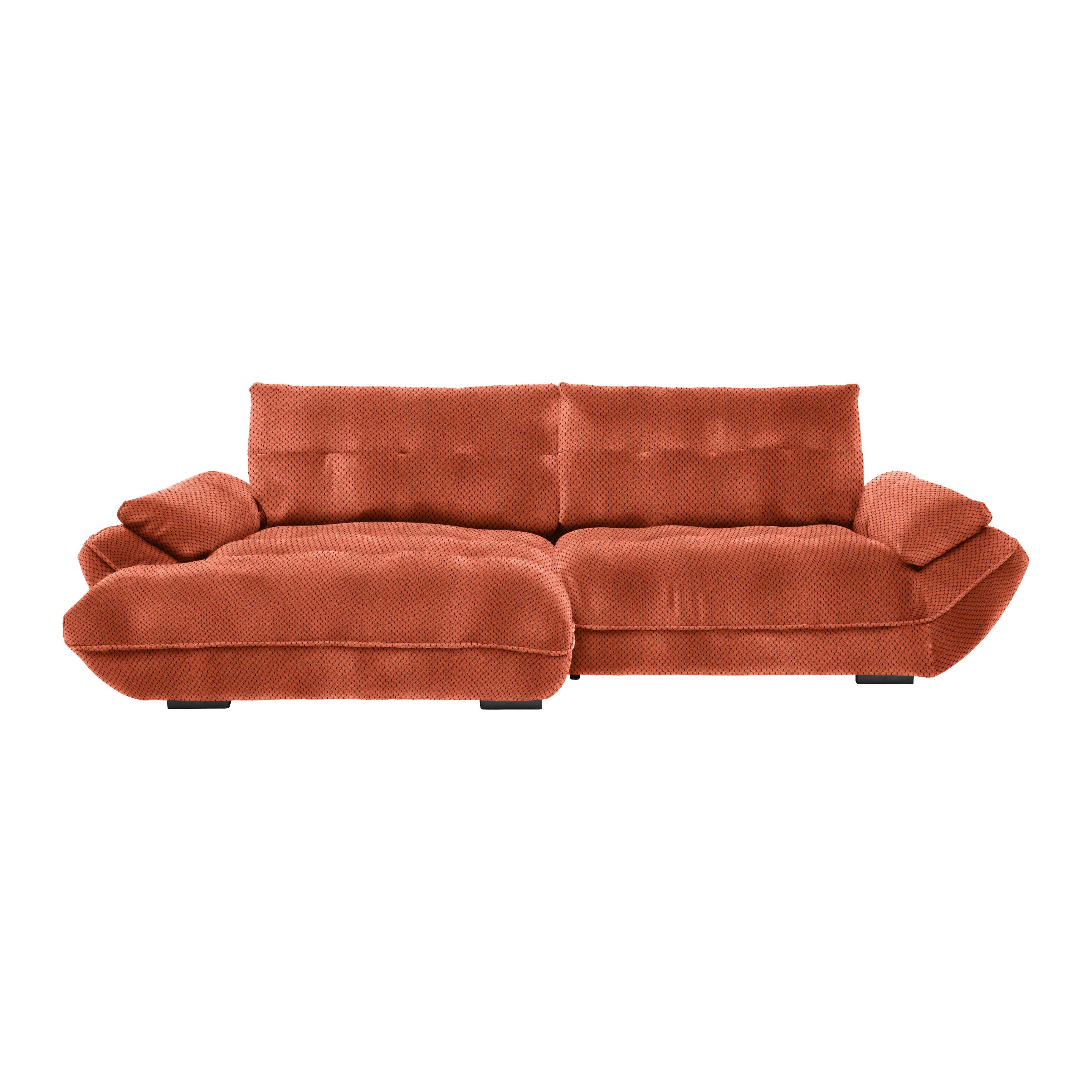 Wohnlandschaft Vivo Terracotta - Terracotta/Schwarz, MODERN, Kunststoff/Textil (179/63/317cm) - Premium Living