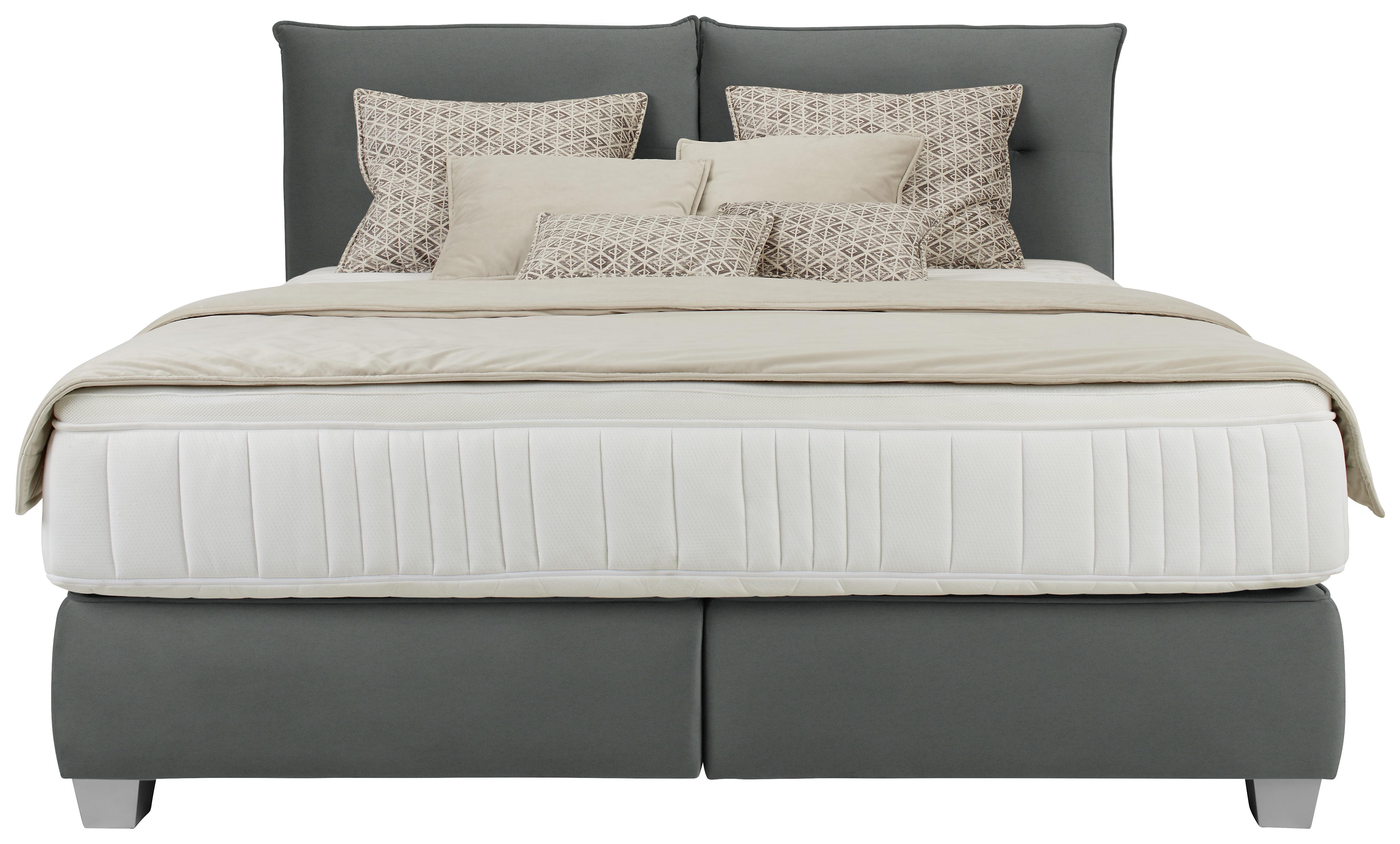 Boxspringbett Fog ca. 180x200cm - Anthrazit/Silberfarben, Lifestyle, Kunststoff/Textil (180/200cm) - Premium Living