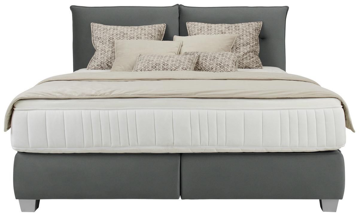 Boxspringbett Fog in Anthrazit ca. 180x200cm - Anthrazit/Silberfarben, LIFESTYLE, Kunststoff/Textil (180/200cm) - Premium Living