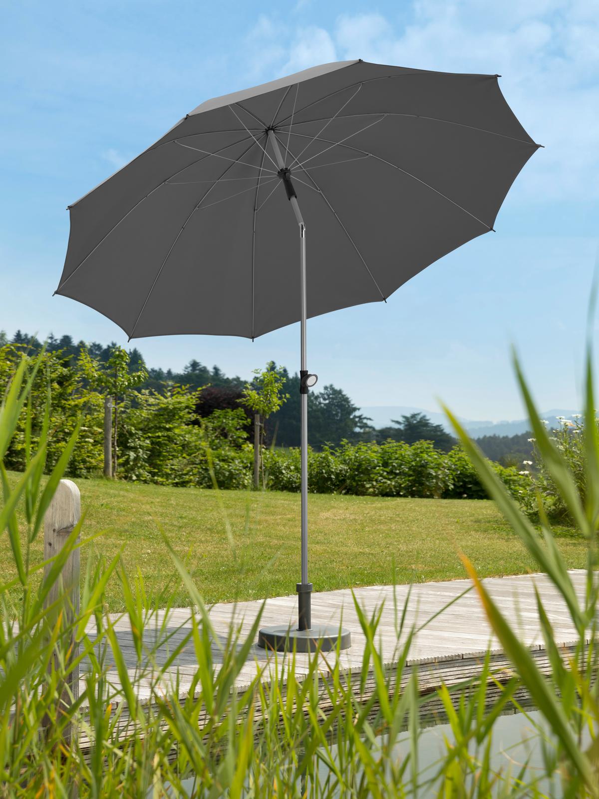 Sonnenschirm Locarno ca. 220x 231x220 cm Naturfarben - Anthrazit/Silberfarben, Basics, Textil/Metall (220/231/220cm) - Schneider