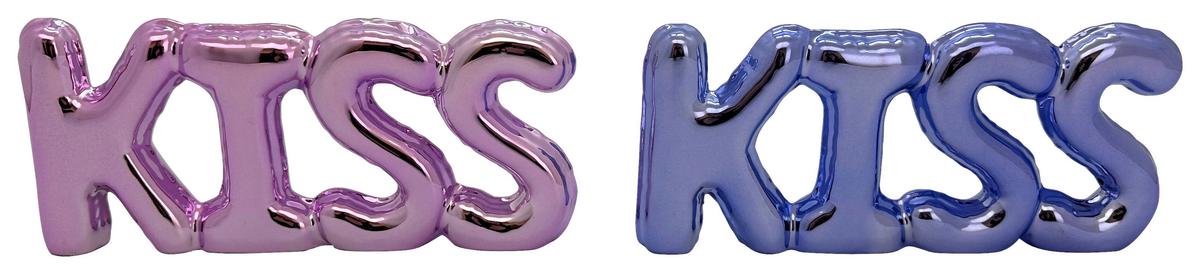 Dekoschriftzug Kiss Pink - Pink, MODERN, Keramik (24/2,5/10,5cm) - Mömax