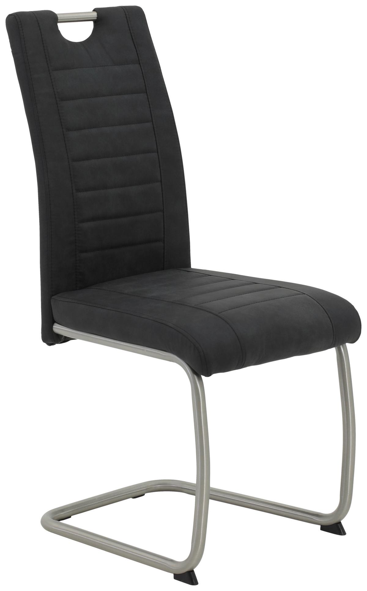 Schwingstuhl-Set Ulla S Anthrazit - Edelstahlfarben/Anthrazit, MODERN, Textil/Metall (43/98/59cm) - MID.YOU