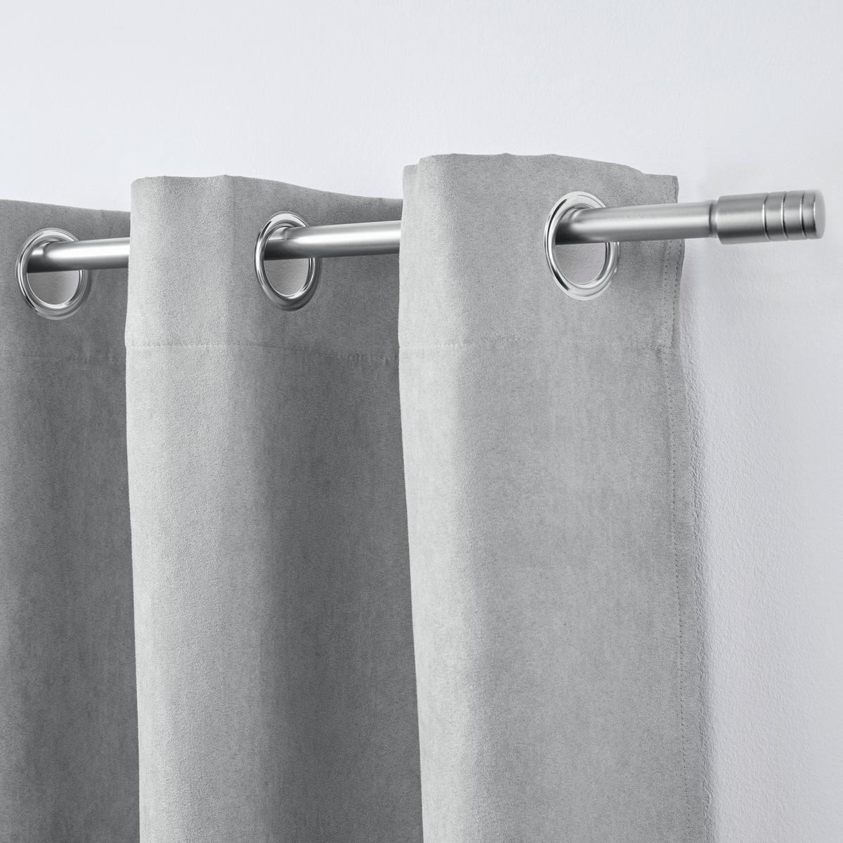 Ösenvorhang Velours in Grau ca. 140x245cm - Grau, KONVENTIONELL, Textil (140/245cm) - Modern Living
