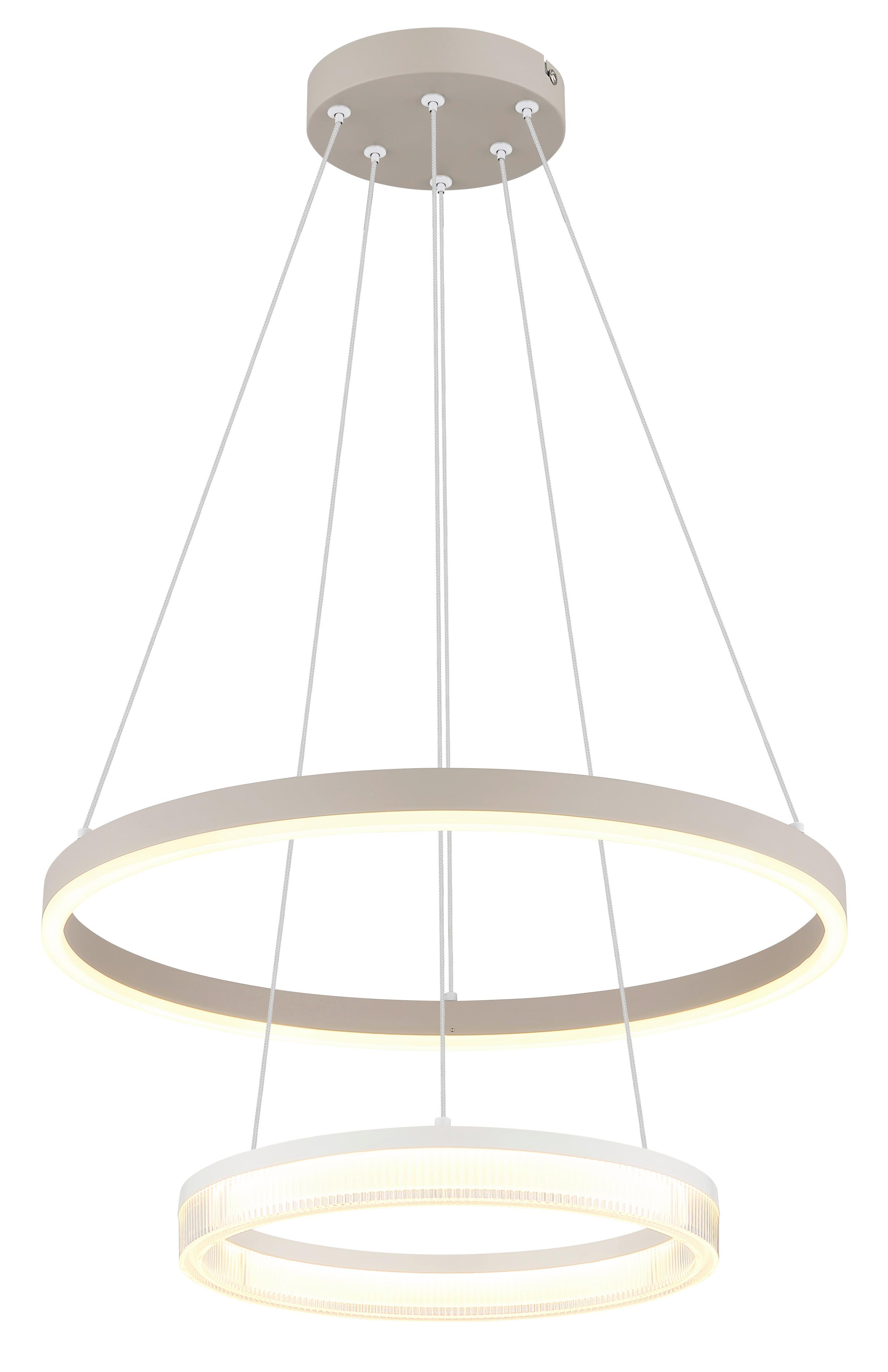 Led-hängeleuchte 48046h1 Zara - Sandfarben/Weiss, Design, Kunststoff/Metall (50/150cm) - Globo