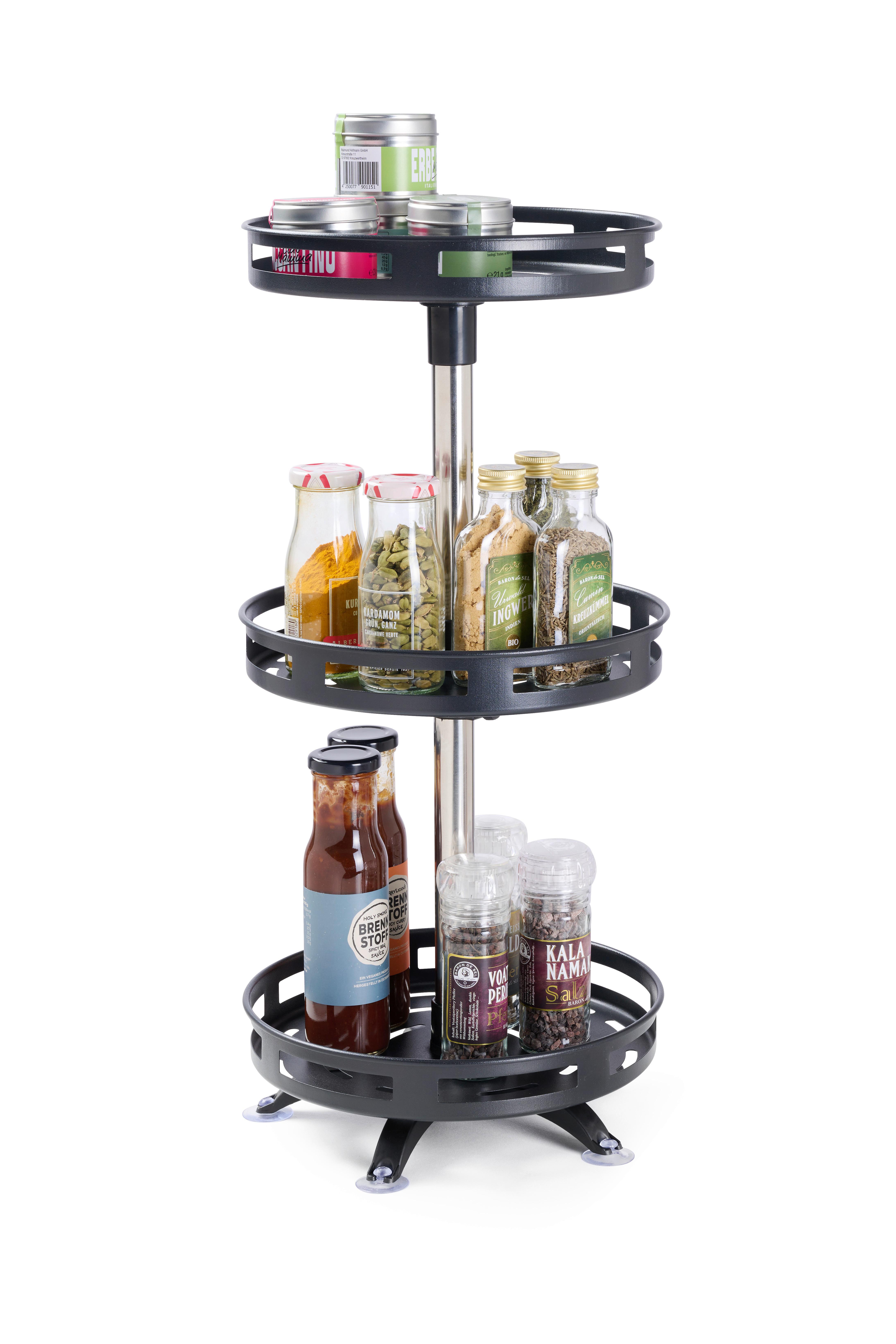 Etajeră pentru condimente Spinning - negru, Konventionell, plastic/metal (25,5/55,5cm) - Mömax