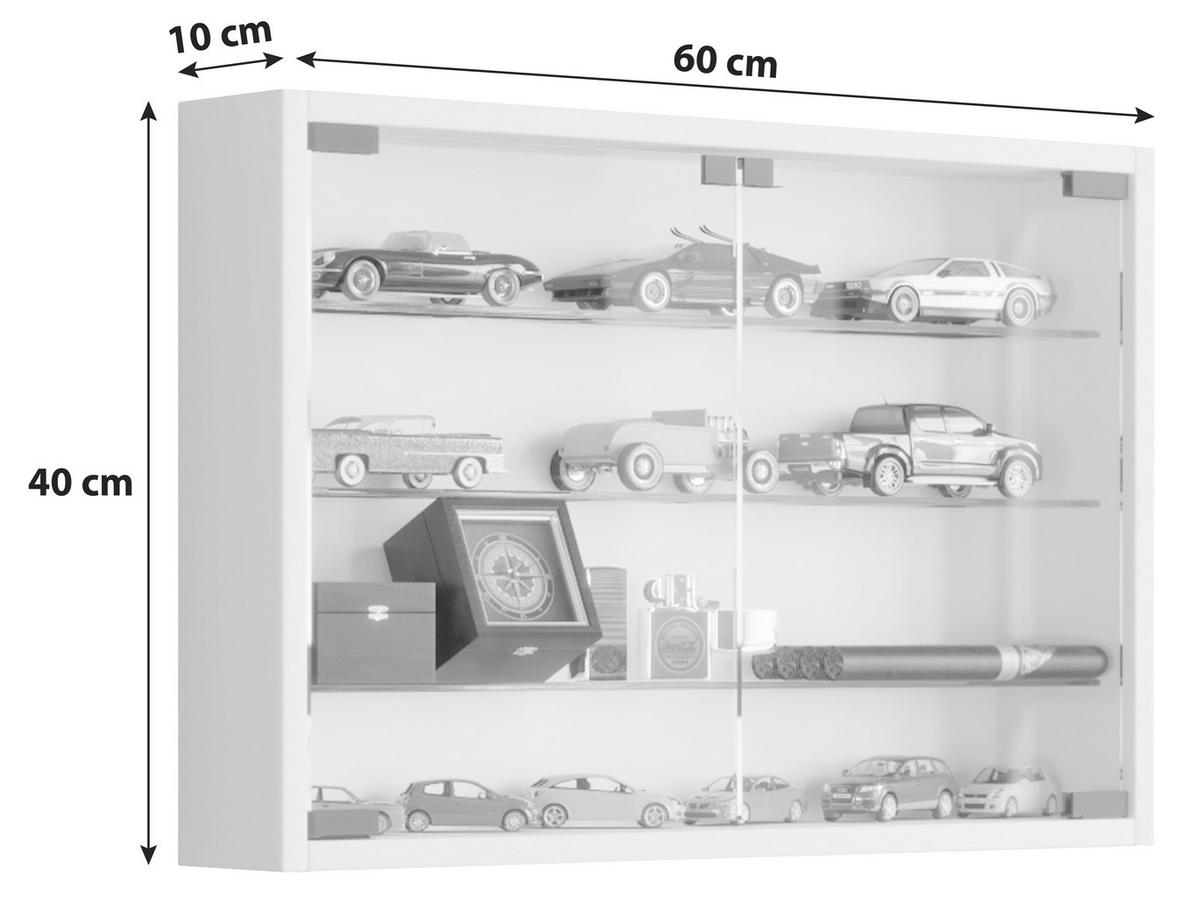 Hängevitrine Mandosa M ca. 60x40x10 cm Buchefarben - Transparent/Buchefarben, KONVENTIONELL, Glas/Holzwerkstoff (60/40/10cm) - MID.YOU