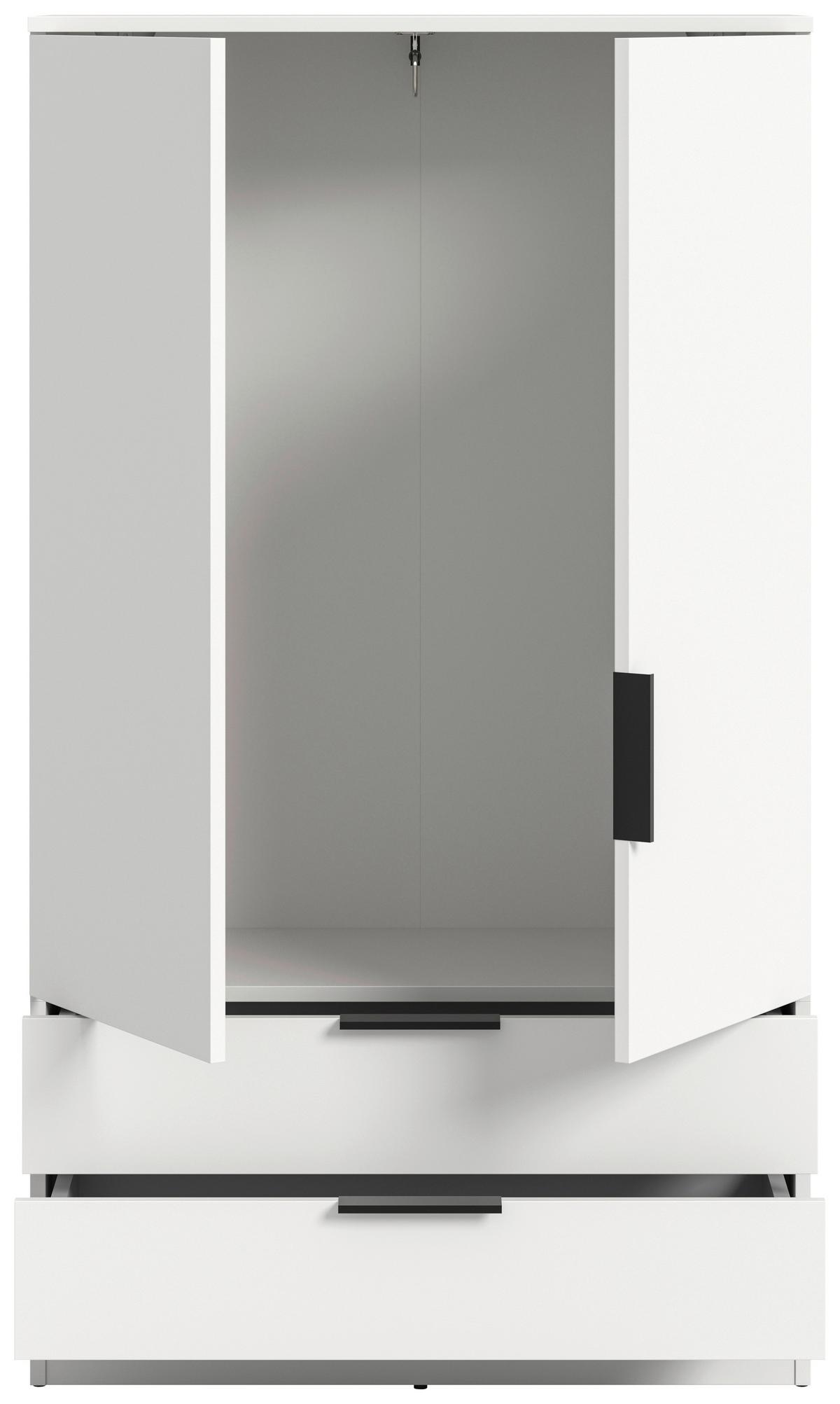 Drehtürenschrank KOPENHAGEN Weiß - Schwarz/Weiß, MODERN, Holzwerkstoff/Kunststoff (80/140/37cm) - Livetastic