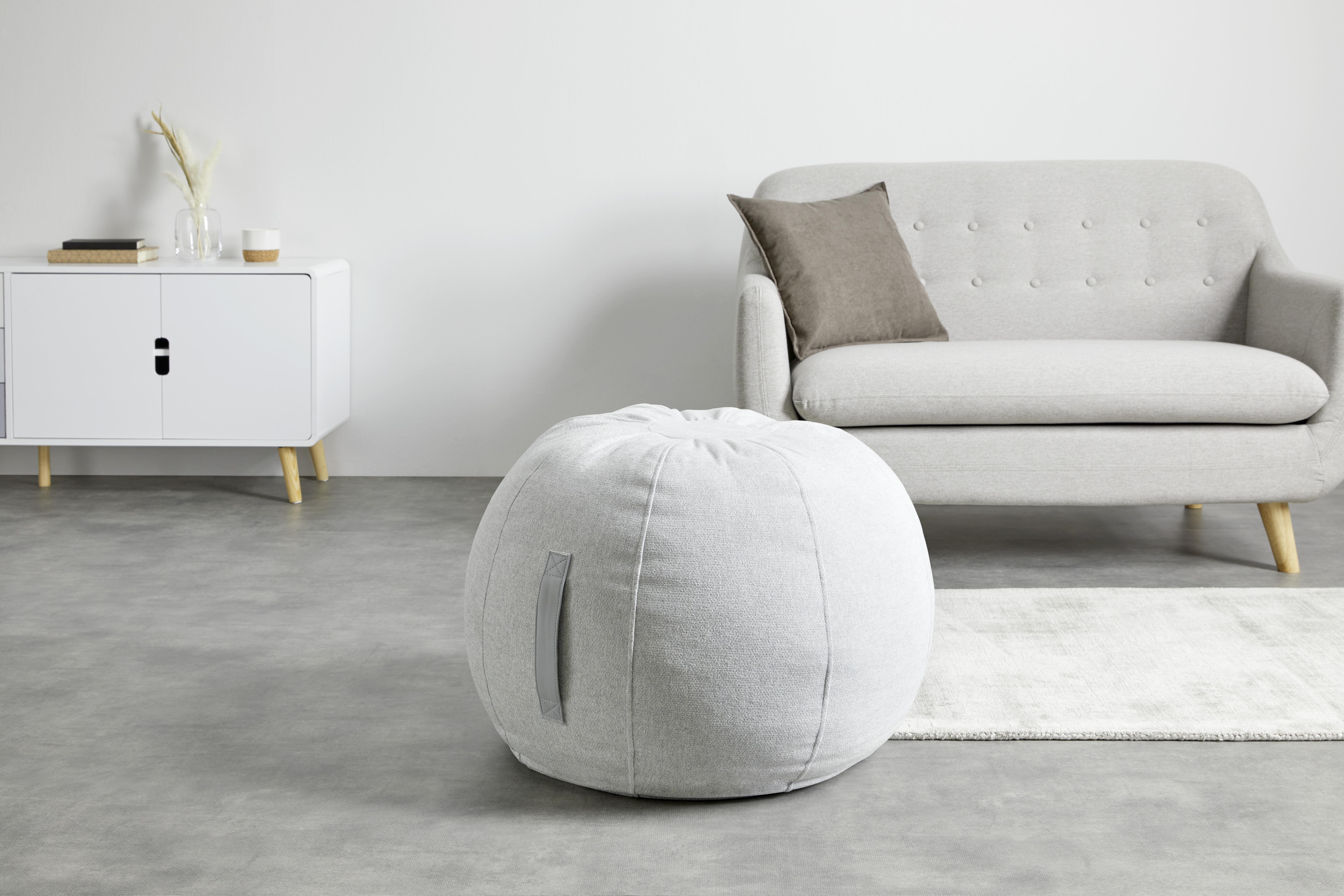 Pouf Eleni in Hellgrau - Hellgrau, MODERN, Textil (55/55cm) - Bessagi Home