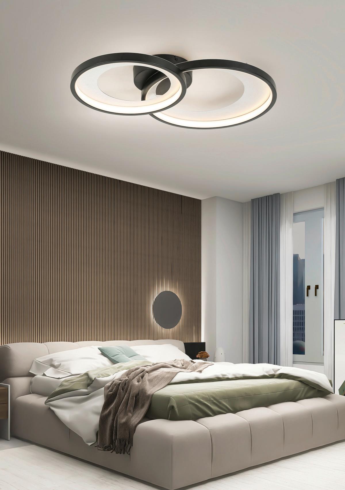 LAMPA SUFITOWA LED RING *SBN* - kolor srebrny/czarny, Design, tworzywo sztuczne/metal (55/35/8,5cm) - Novel