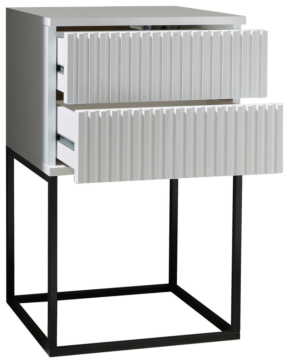 SZAFKA NOCNA MARLE - biały/czarny, Modern, materiał drewnopochodny/metal (40/65/38,5cm) - Livetastic