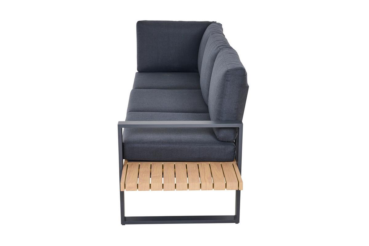 Loungegarnitur Bari Anthrazit/Teakfarben - Anthrazit/Teakfarben, Basics, Textil/Metall (73,5/78,5/155cm) - Siena Garden