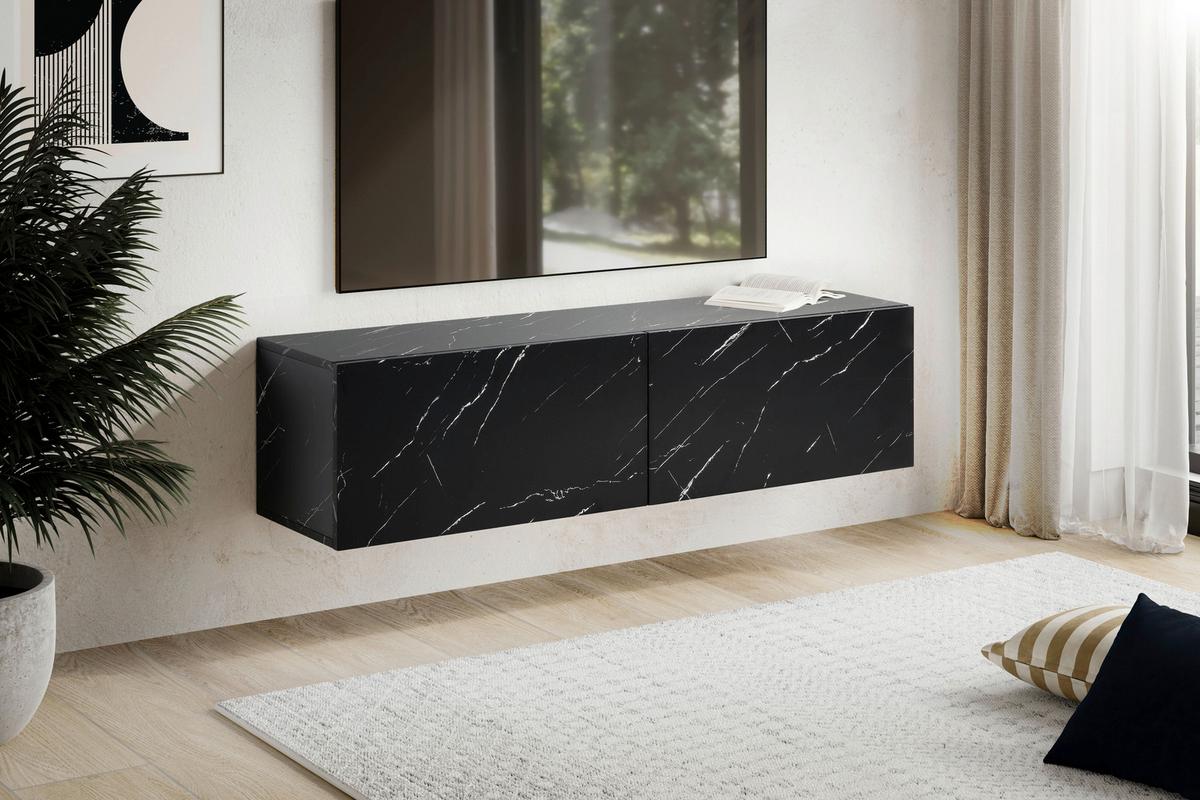 Nizka Omarica Marble, Črna - črna, Design, leseni material (120/30/30cm) - MID.YOU