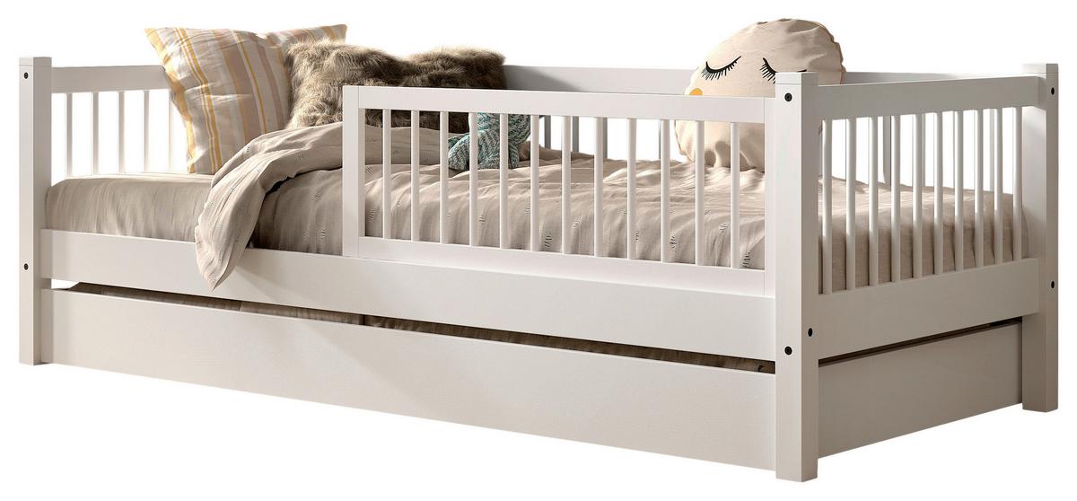 Bett FORREST Weiß ca.90x200cm Echtholz, Bettlade - Naturfarben/Weiß, MODERN, Holz (90/200cm) - Vipack