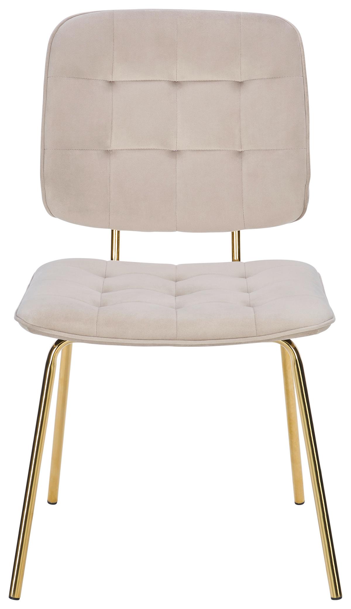 KRZESŁO MARINA SAMT - kolor złoty/taupe, Modern, metal/drewno (49/88/57cm) - Livetastic